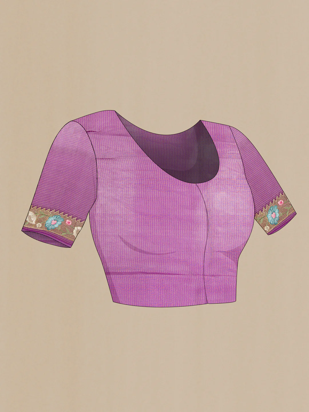 Purple Organza Silk Saree - Image 4