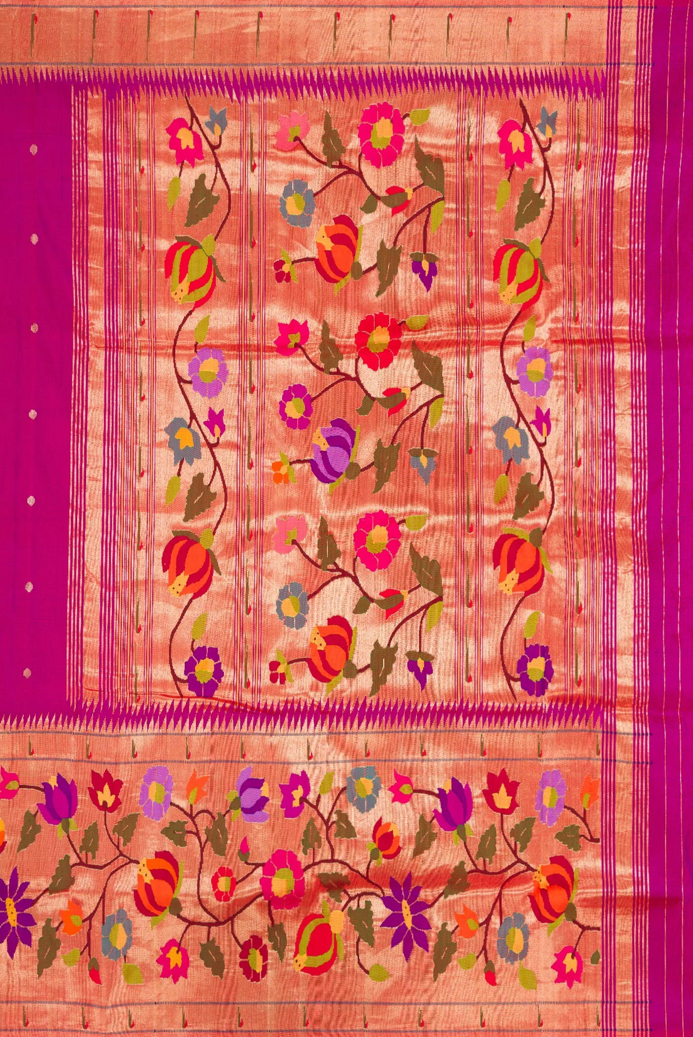 Pure Silk Pure Zari Magenta Paithani Saree - Image 7