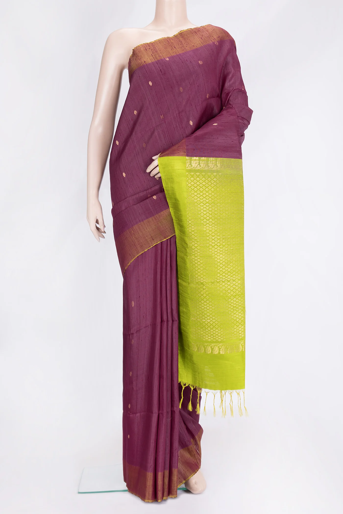 Burgundy Raw Silk Saree