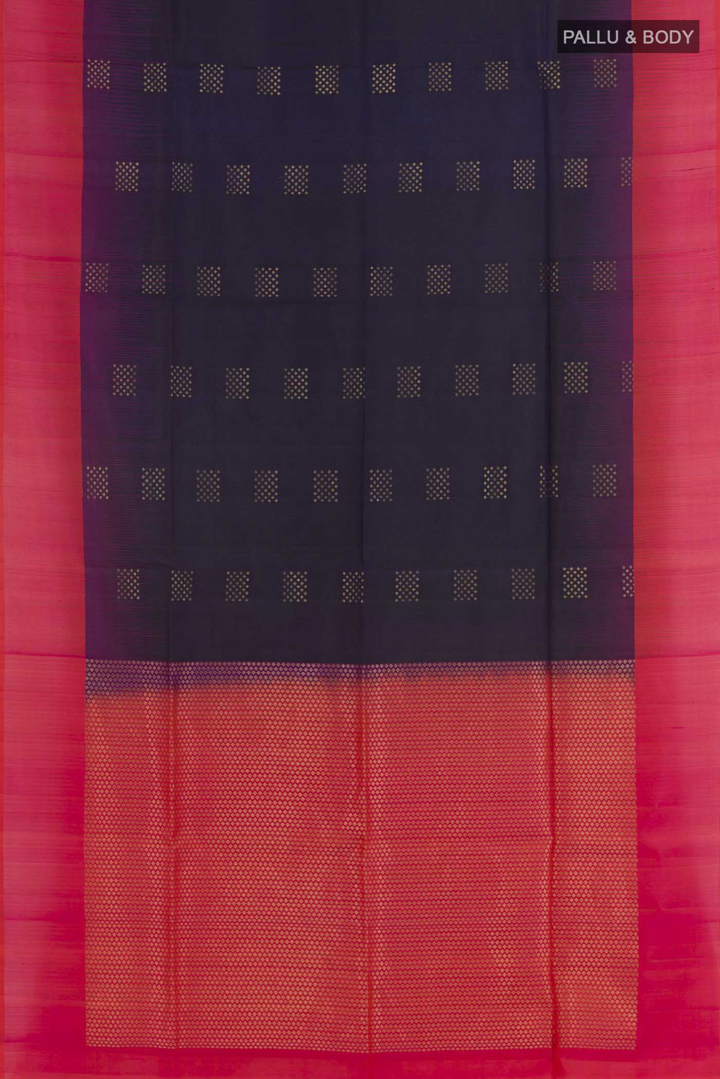 Navy Blue Soft Silk Saree - Image 3