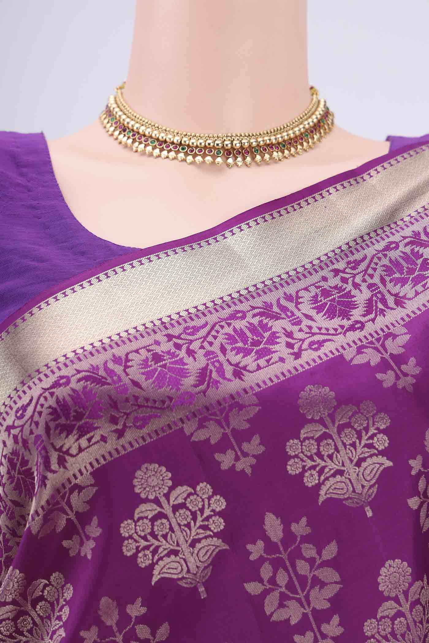 Purple Soft Silk Saree - Image 2