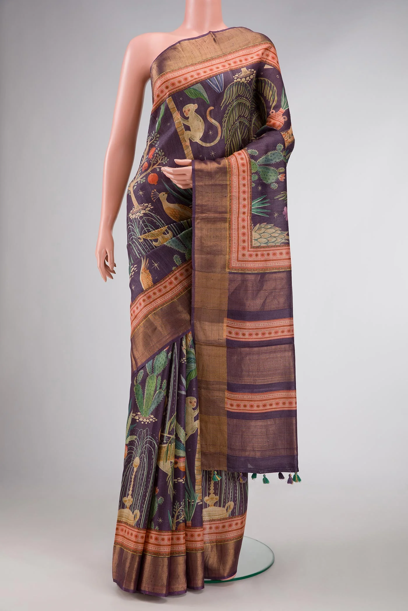 Purple Dual Tone Tussar Silk Saree
