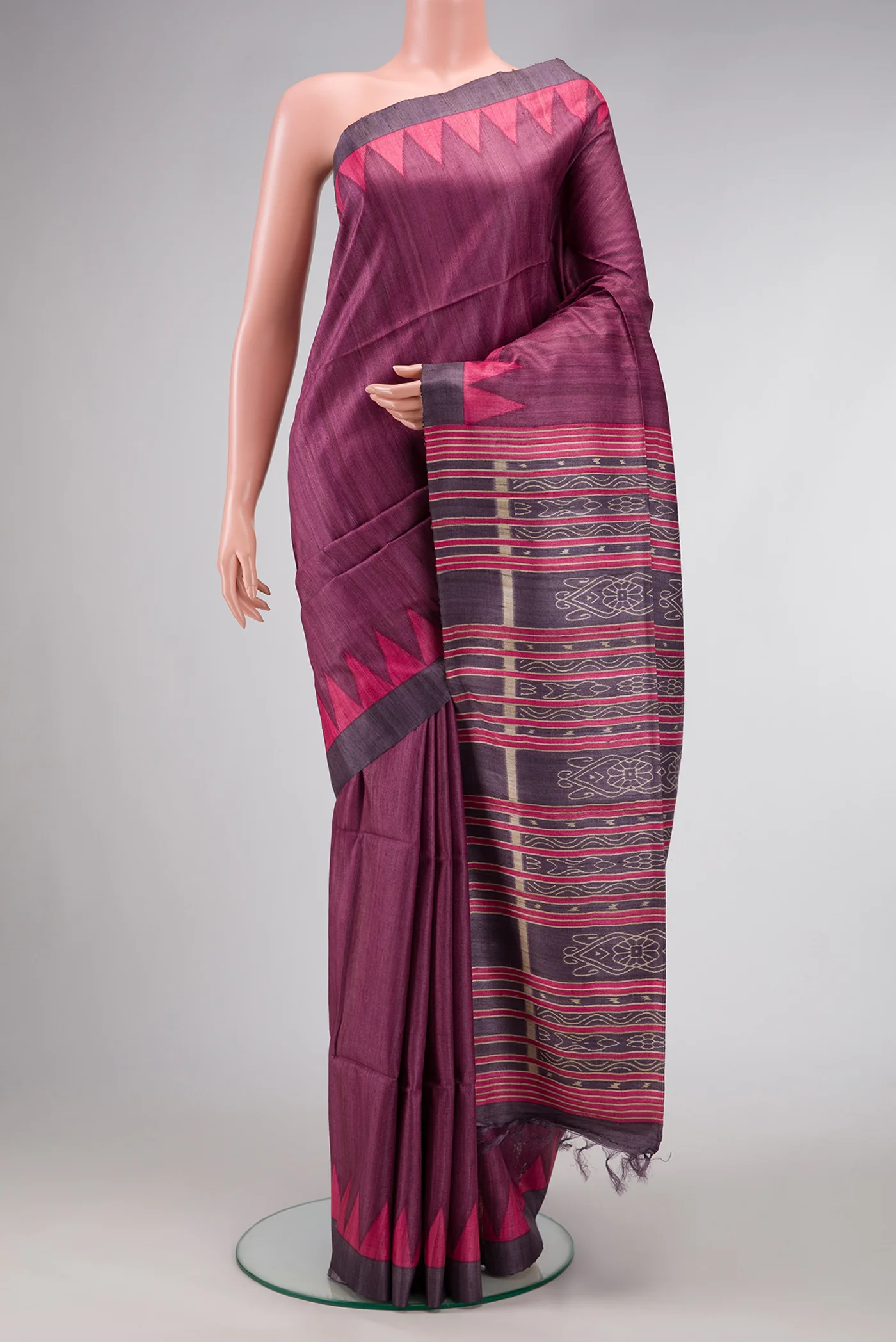 Purple Tussar Silk Saree