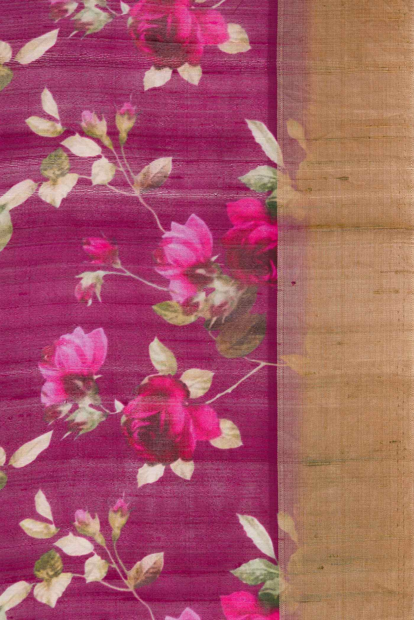 Purple Tussar Silk Saree - Image 3