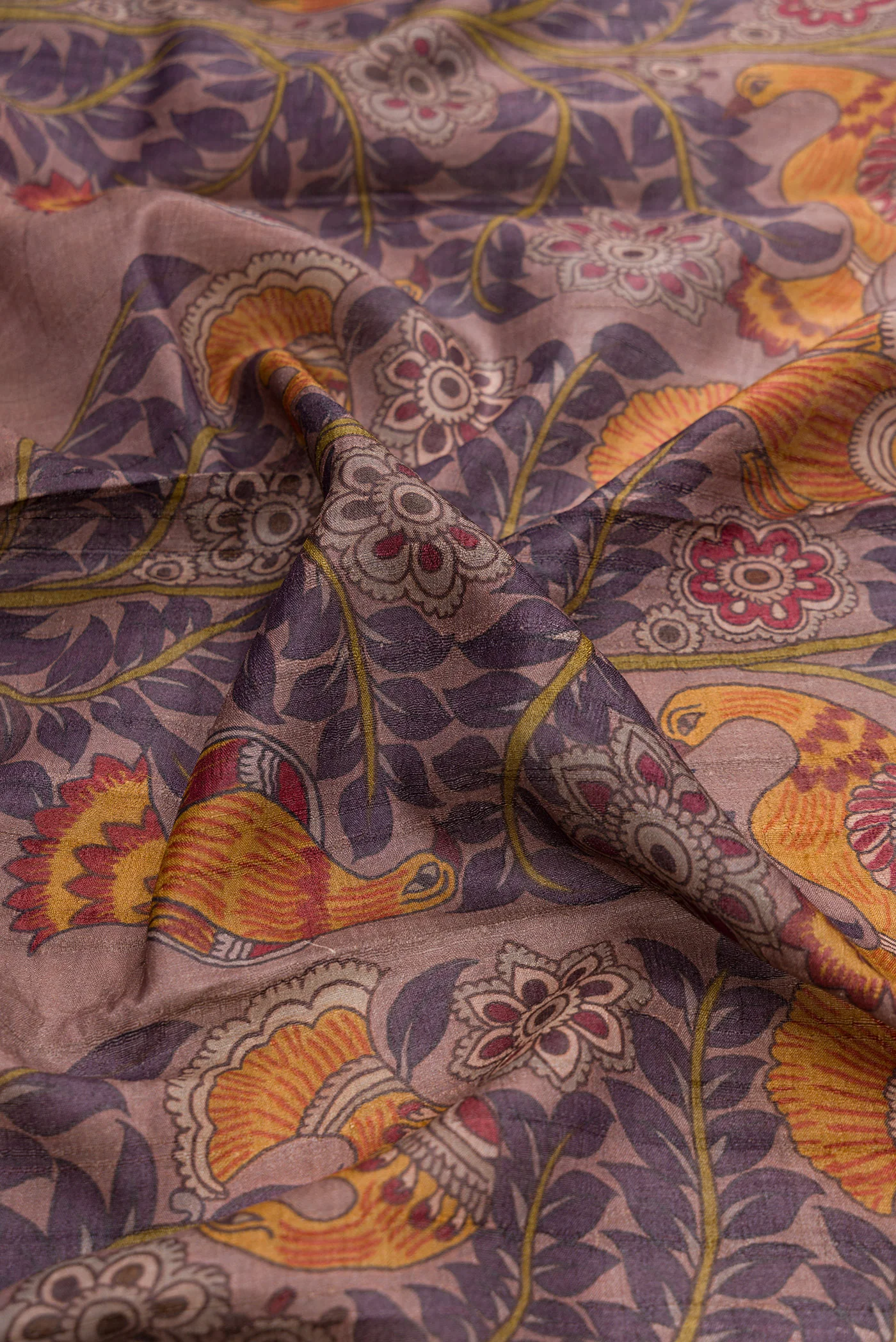 Dark Mauve Tussar Silk Saree - Image 2