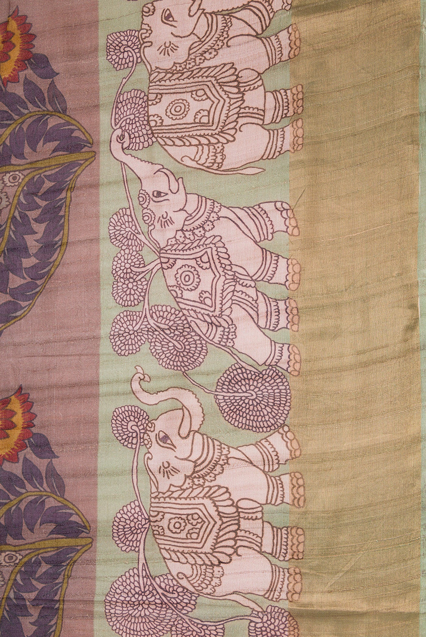 Dark Mauve Tussar Silk Saree - Image 3