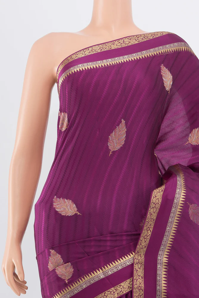 Purple Mysore Crepe Saree - Image 2