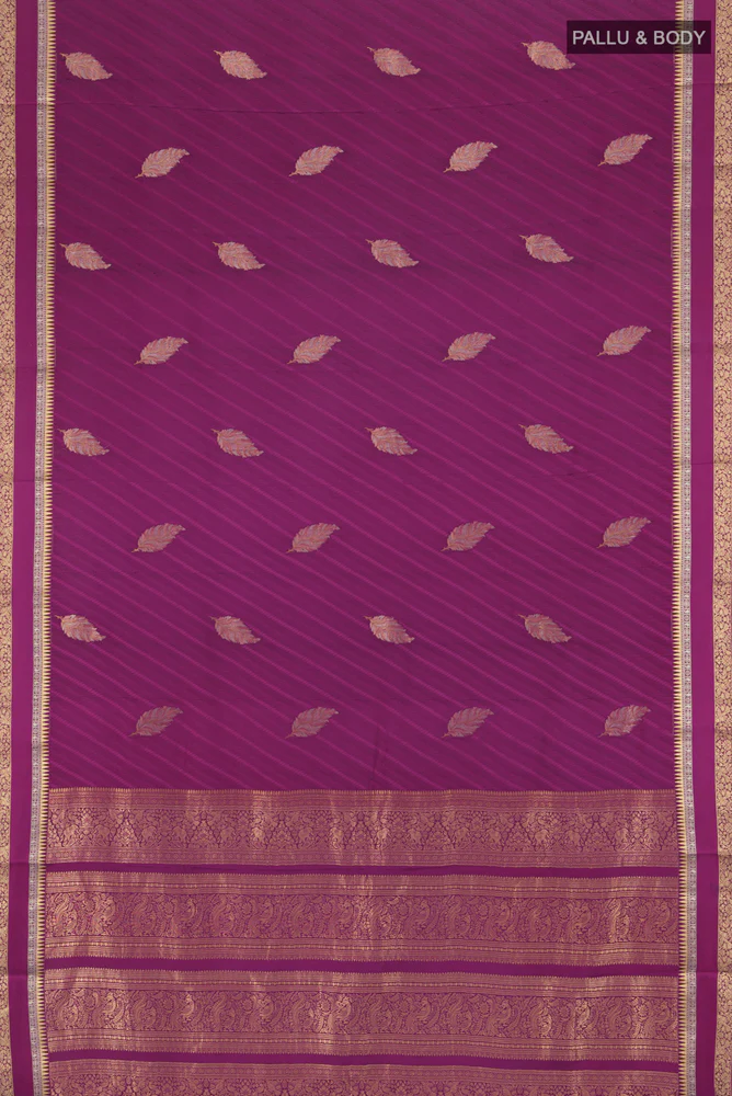 Purple Mysore Crepe Saree - Image 5