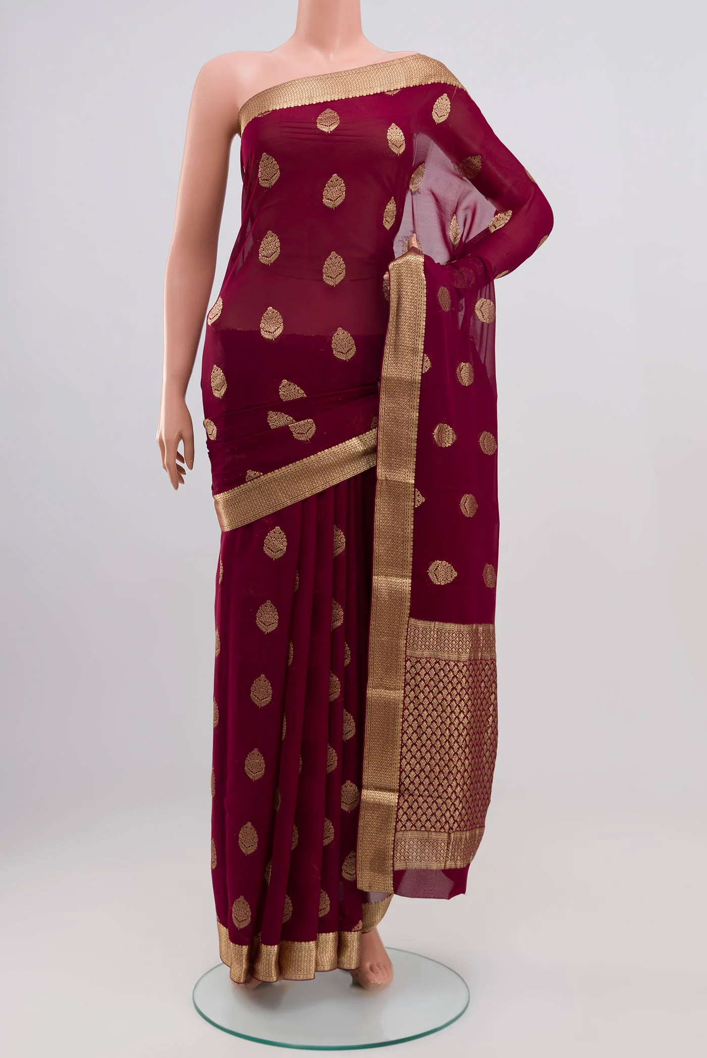 Maroon Mysore Georgette Saree