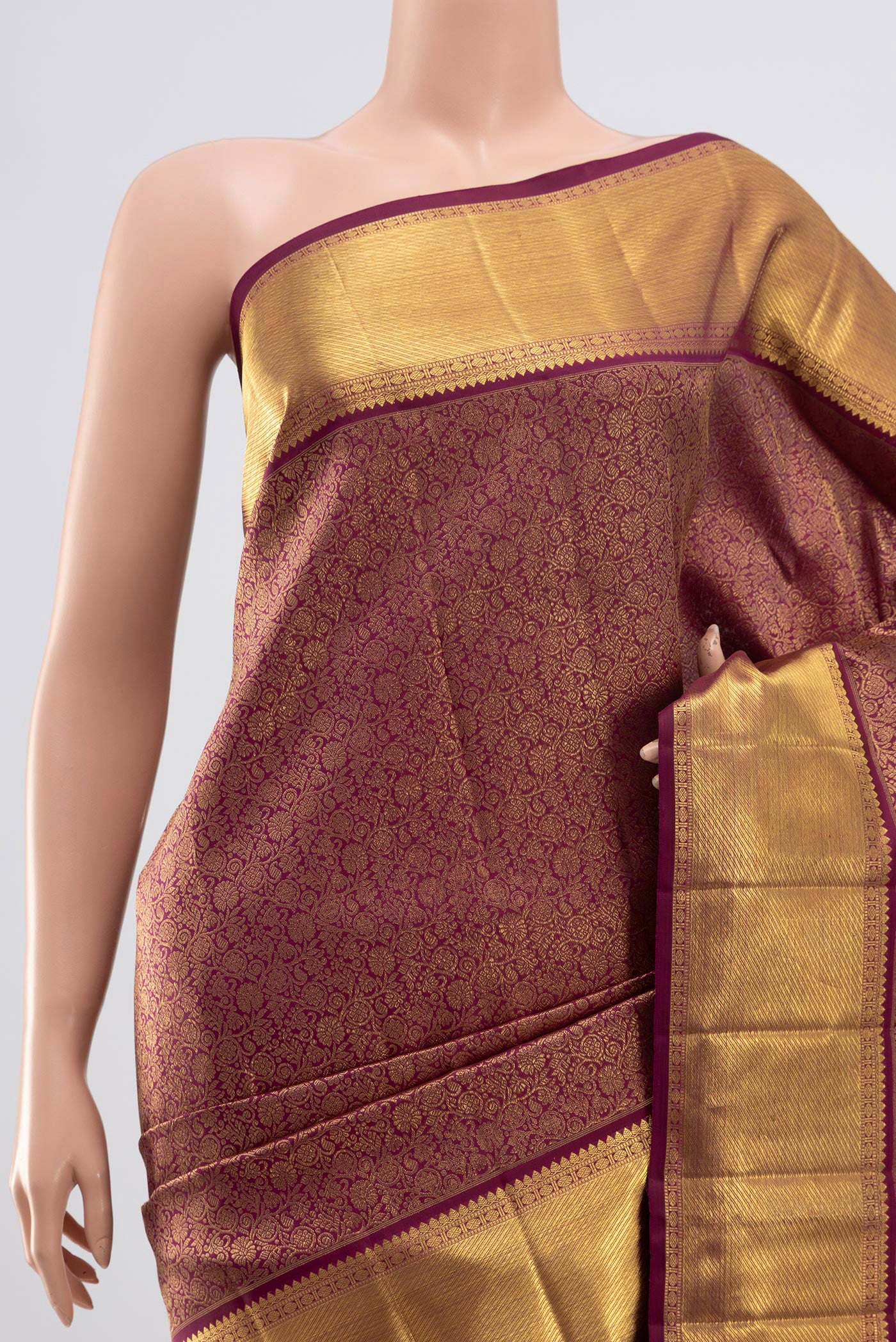 Purple Kanchipuram Silk Saree - Image 2