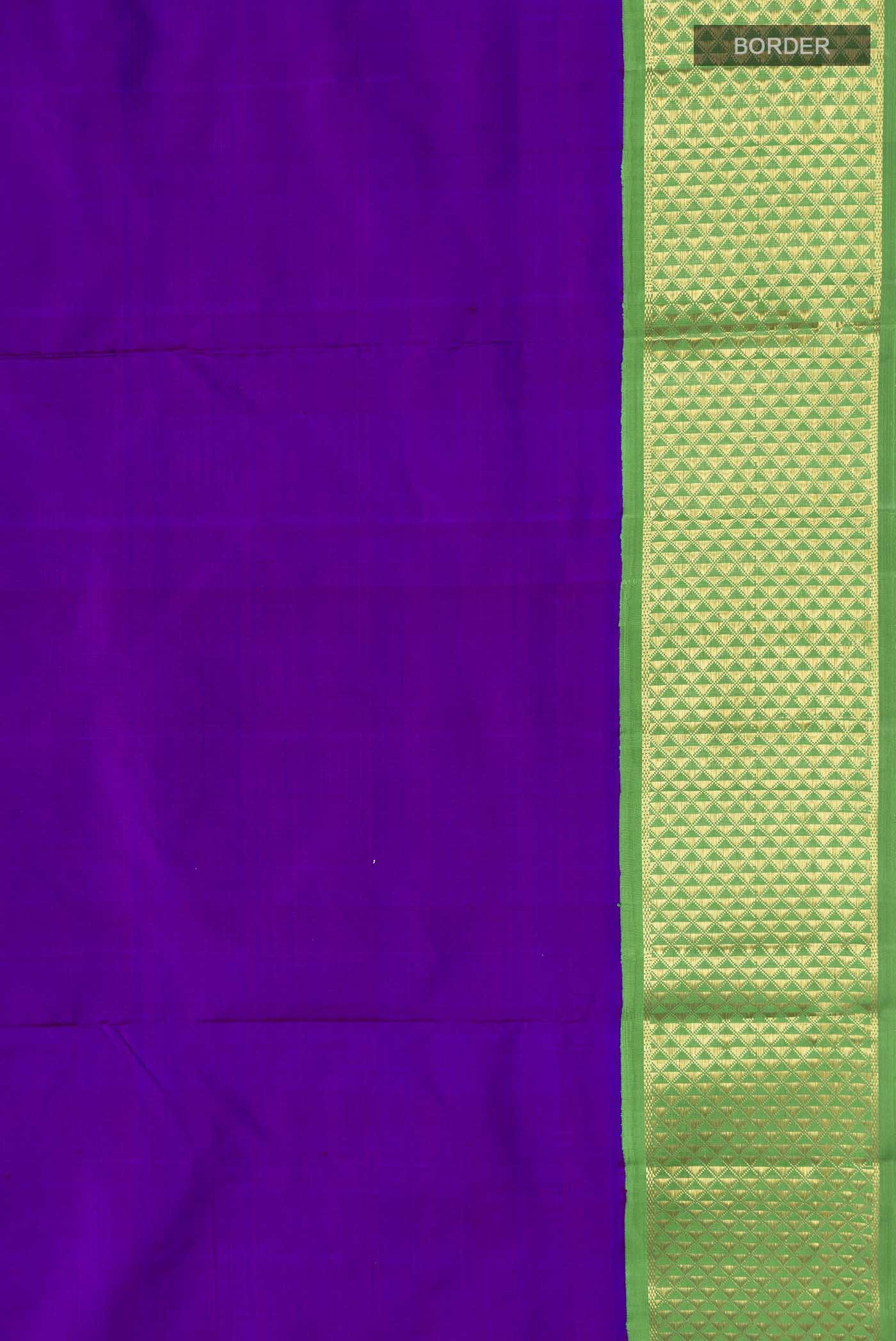 Purple Kanchipuram Silk Nine Yards Saree - Image 3