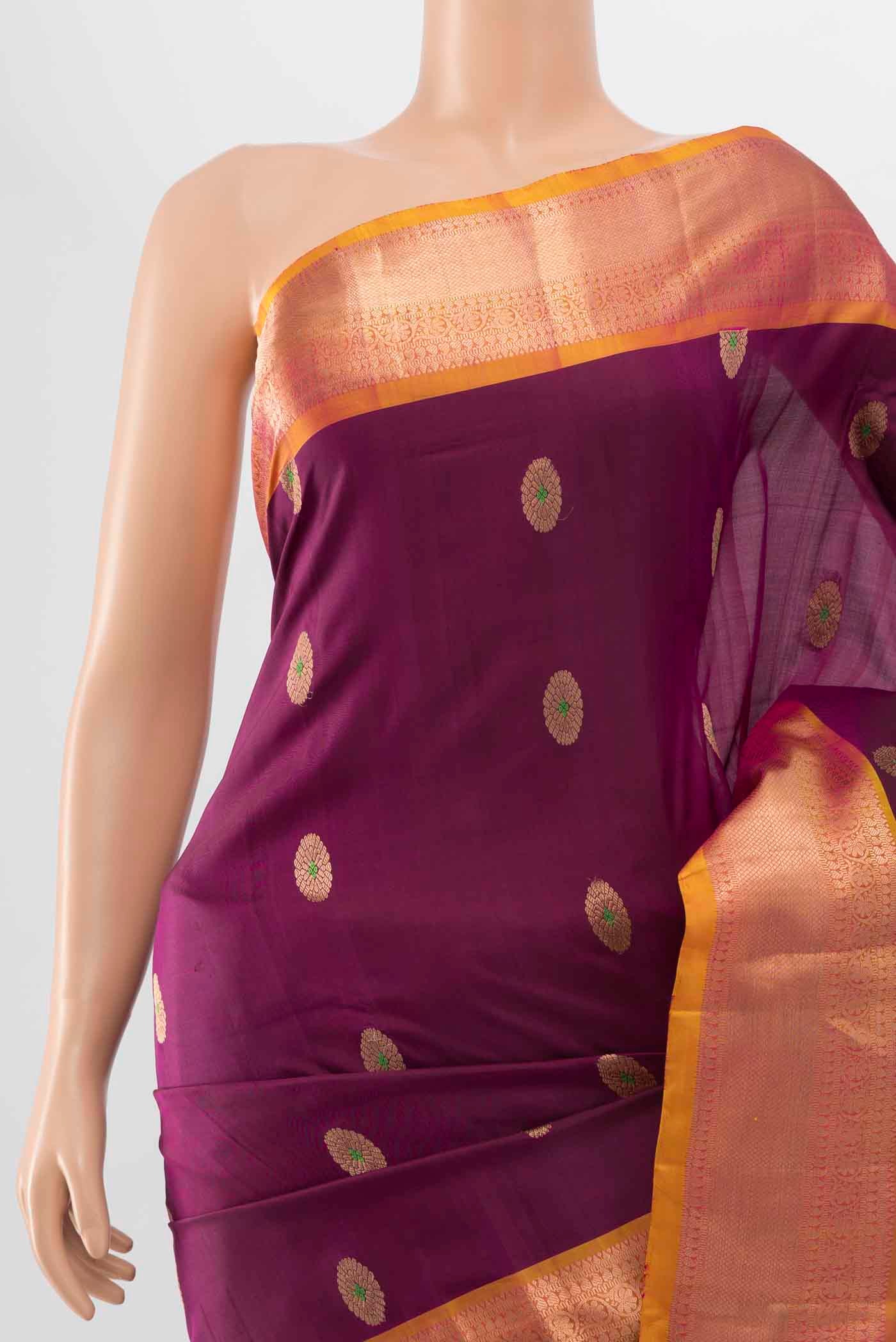 Purple Kanjivaram Silk Nine Yards Saree - Image 2