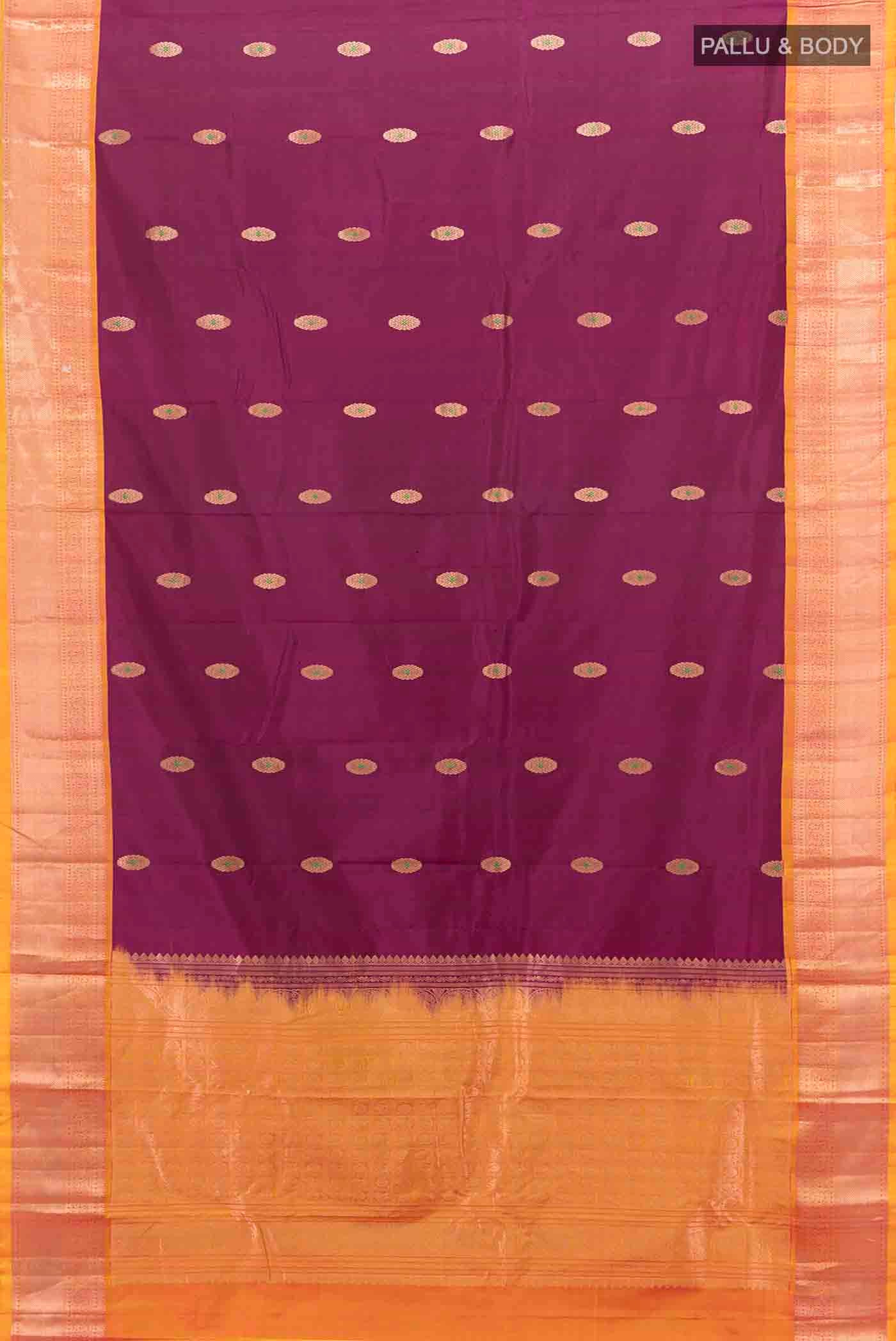 Purple Kanjivaram Silk Nine Yards Saree - Image 5