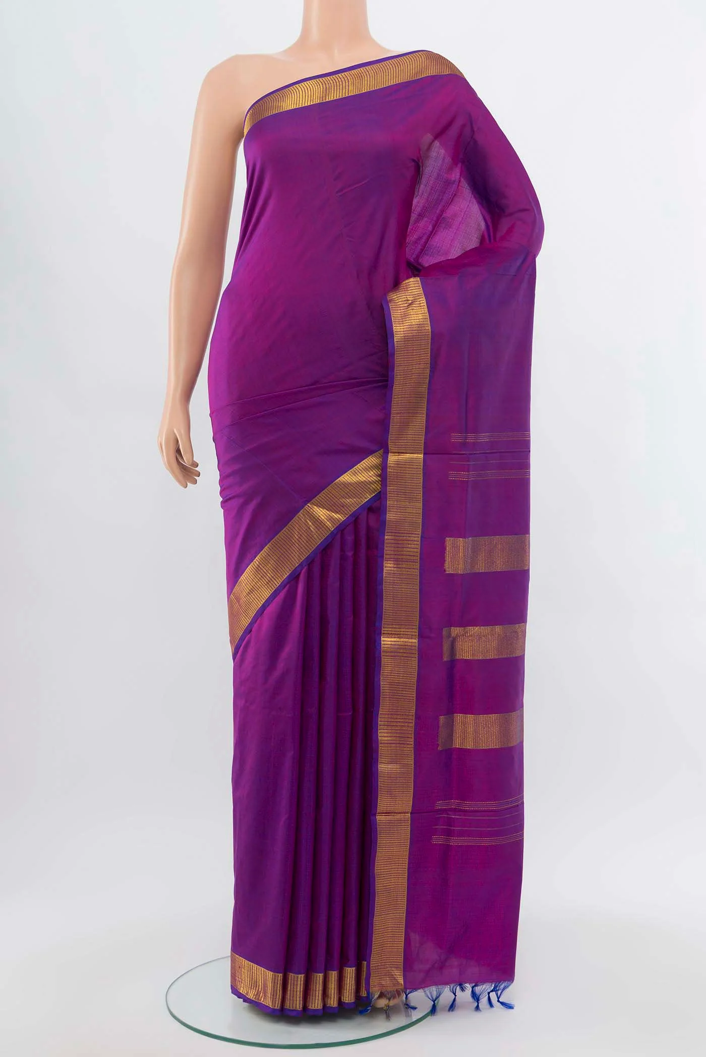 Purple Kanchipuram Silk Nine Yards Saree