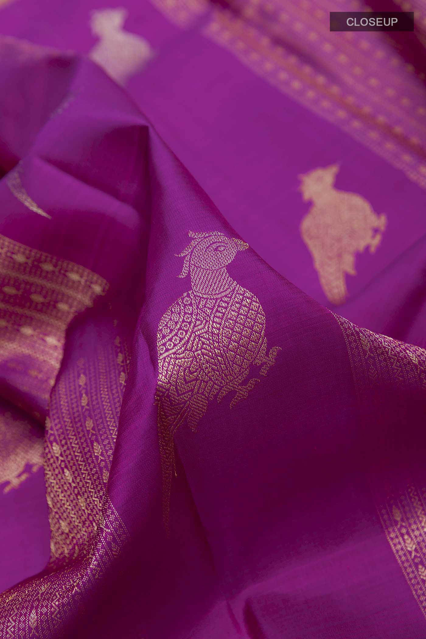 Purple Kanchipuram Silk Saree - Image 2