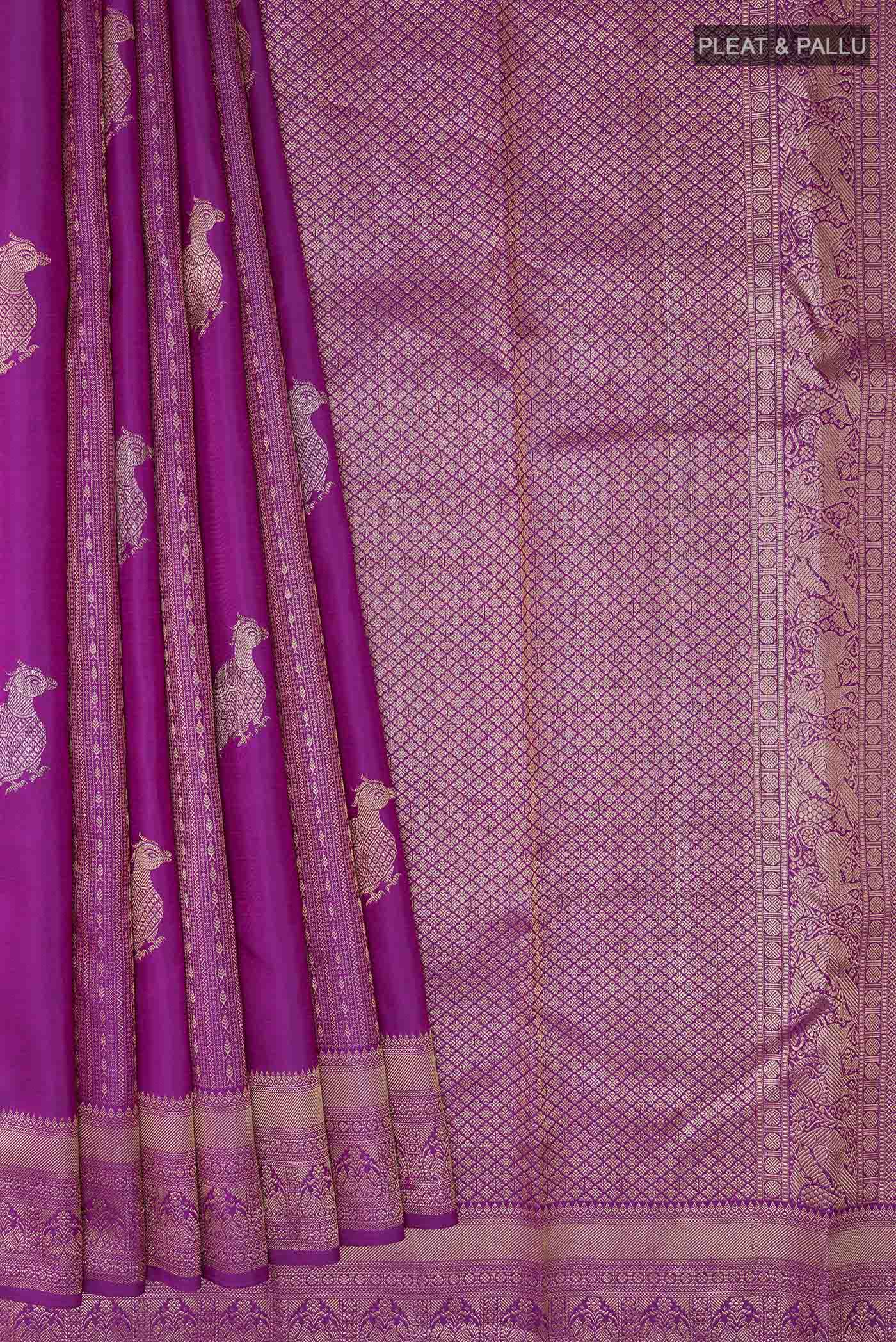 Purple Kanchipuram Silk Saree - Image 4