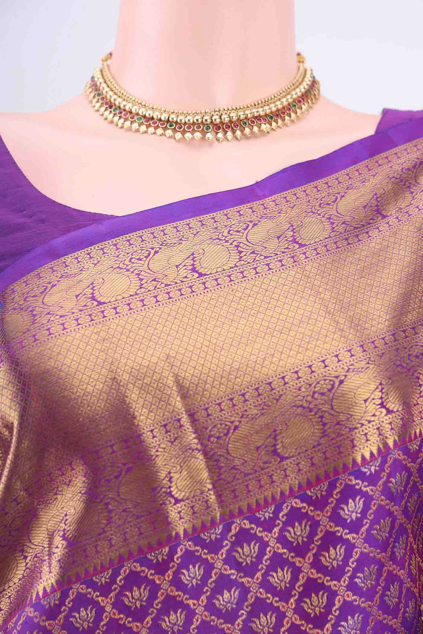 Purple Kanchipuram Silk Saree - Image 2
