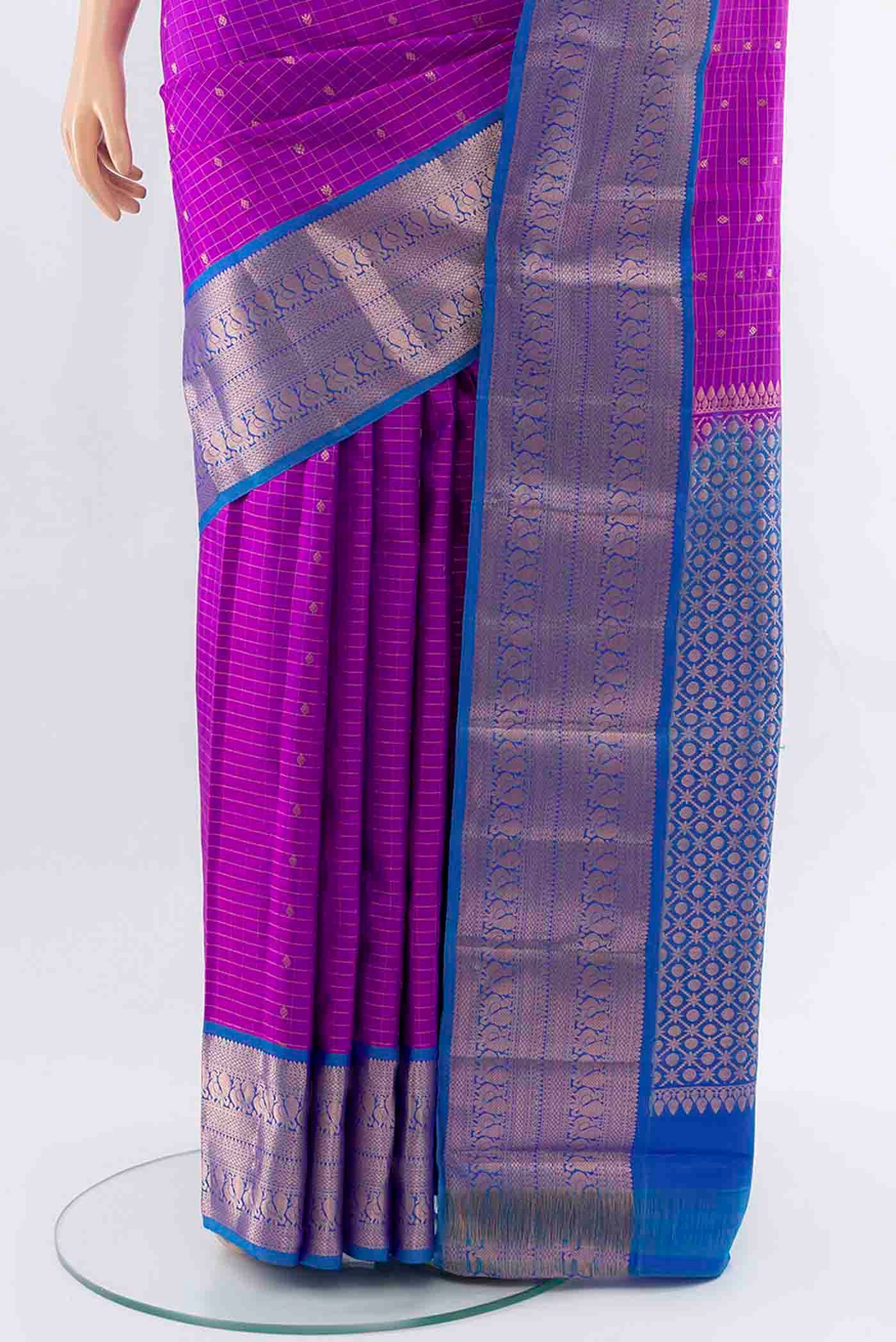 Purple Kanchipuram Silk Saree - Image 3
