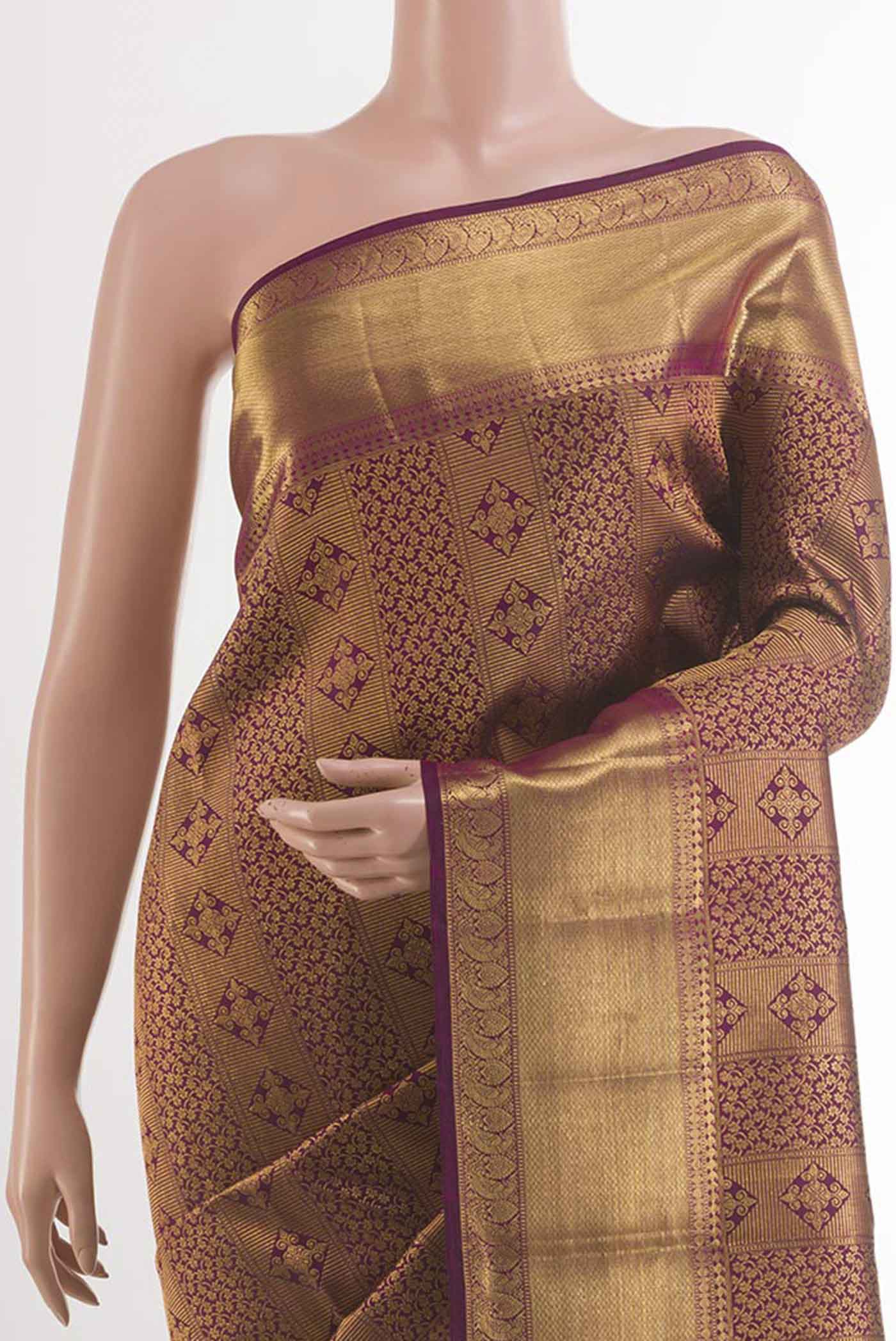Purple Kanchipuram Silk Saree - Image 2