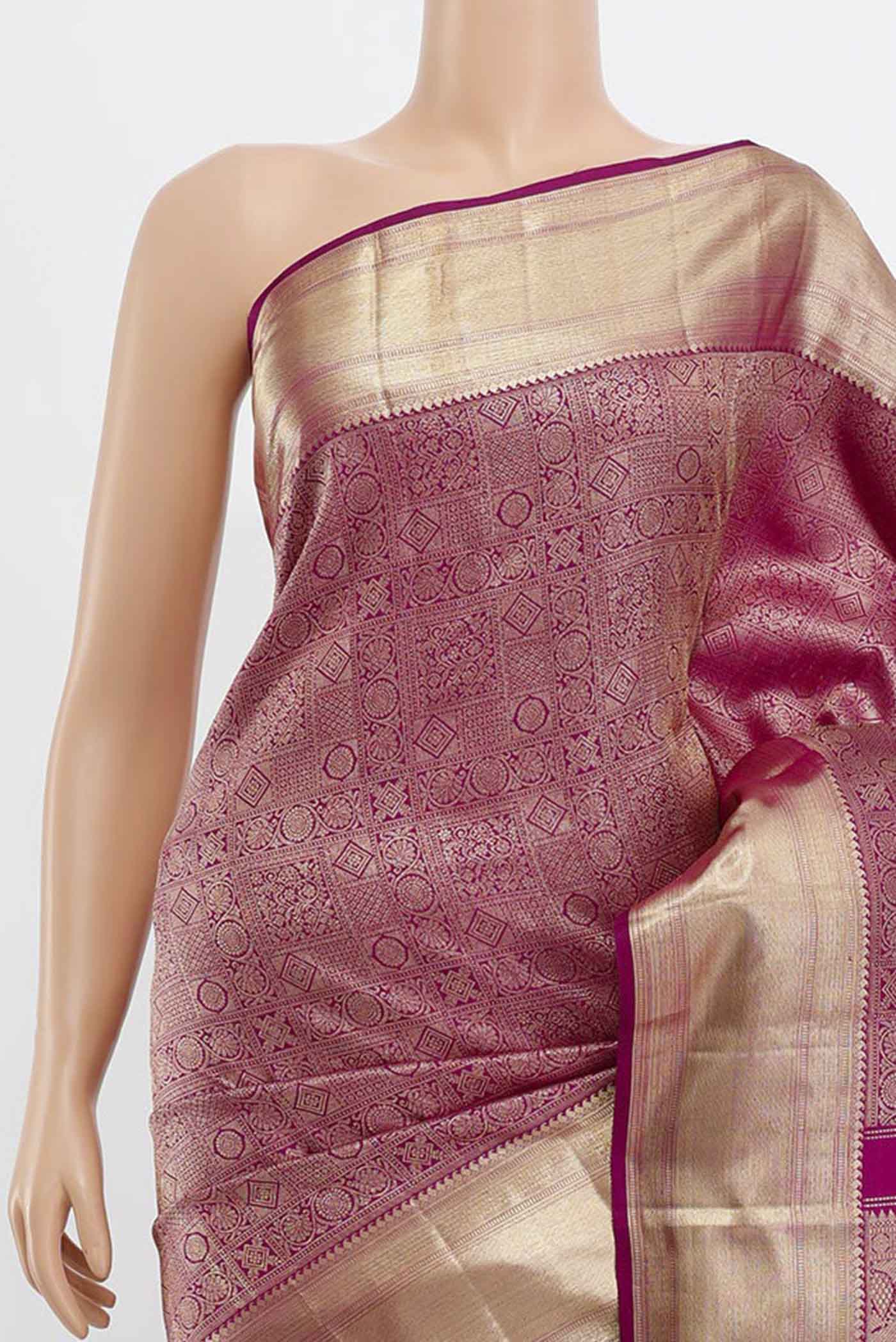 Magenta Kanchipuram Silk Saree - Image 2