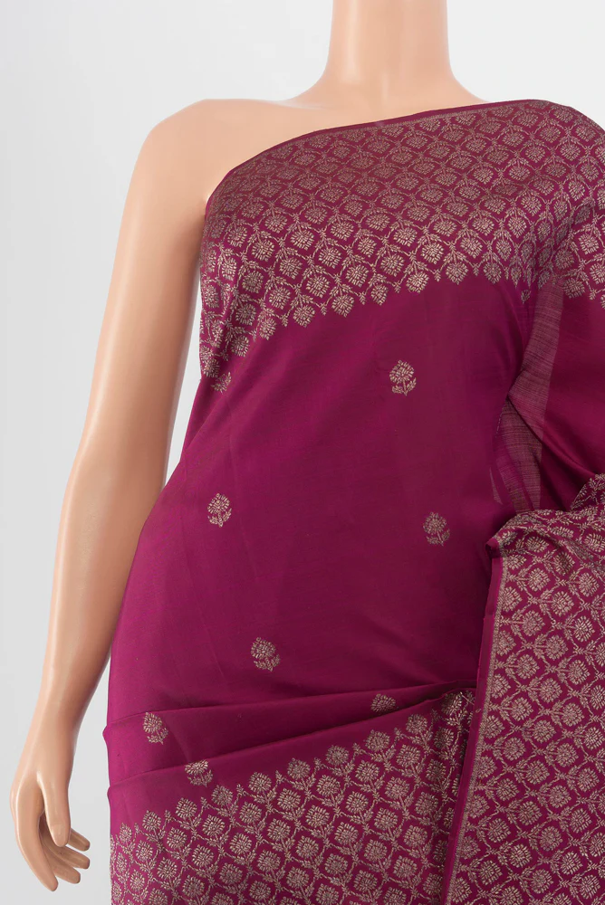 Magenta Kanchipuram Silk Saree - Image 2