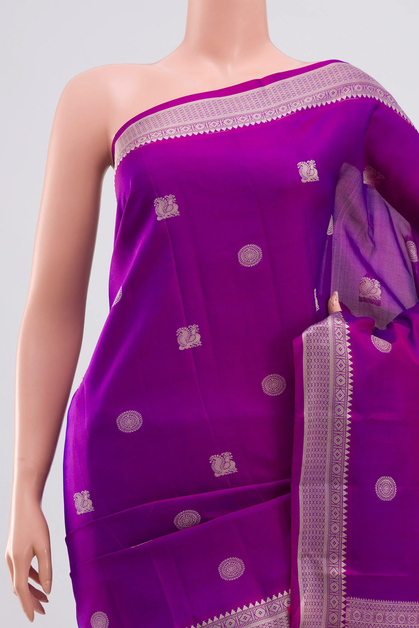Purple Kanchipuram Silk Saree - Image 2
