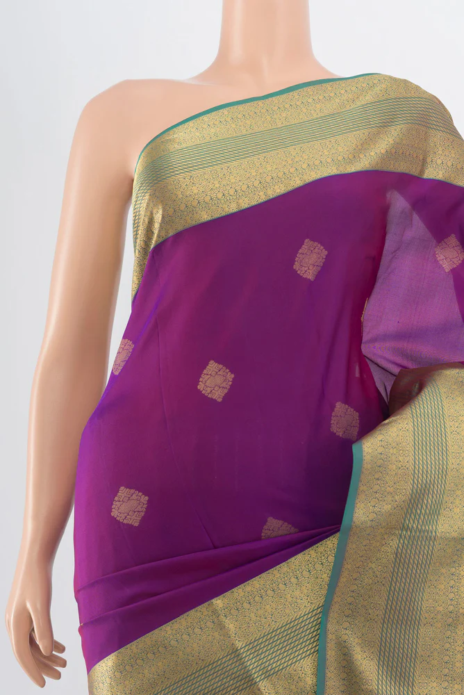 Purple Kanchipuram Silk Saree - Image 2