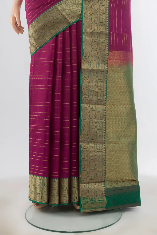 Magenta Kanchipuram Silk Saree - Image 3