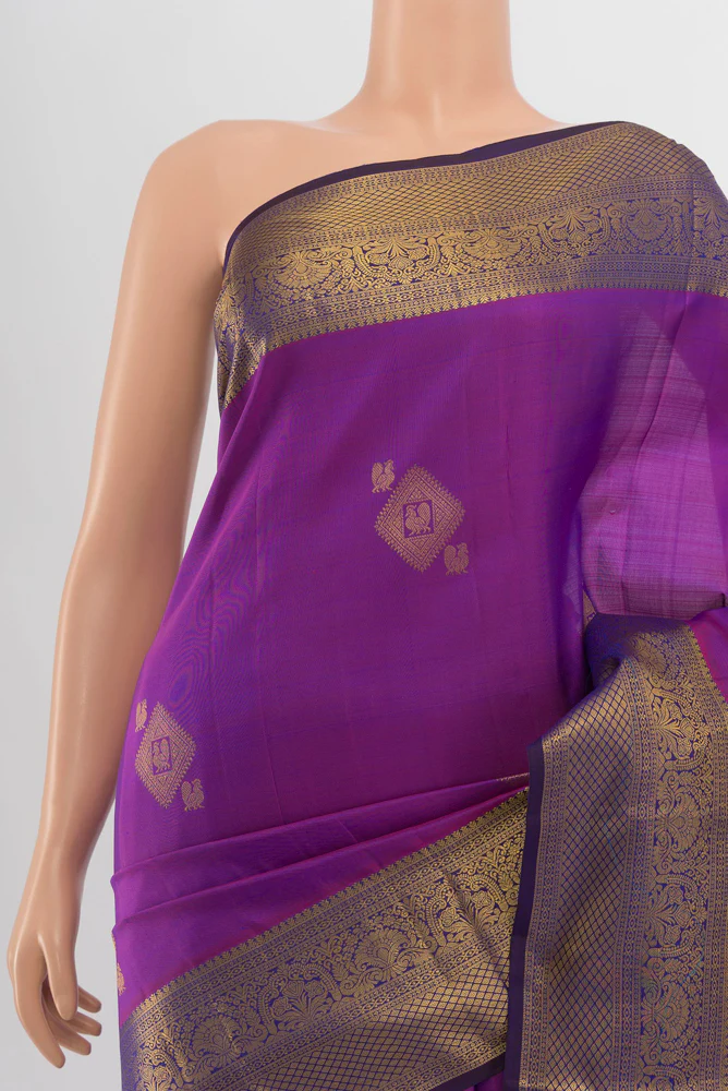 Purple Kanchipuram Silk Saree - Image 2