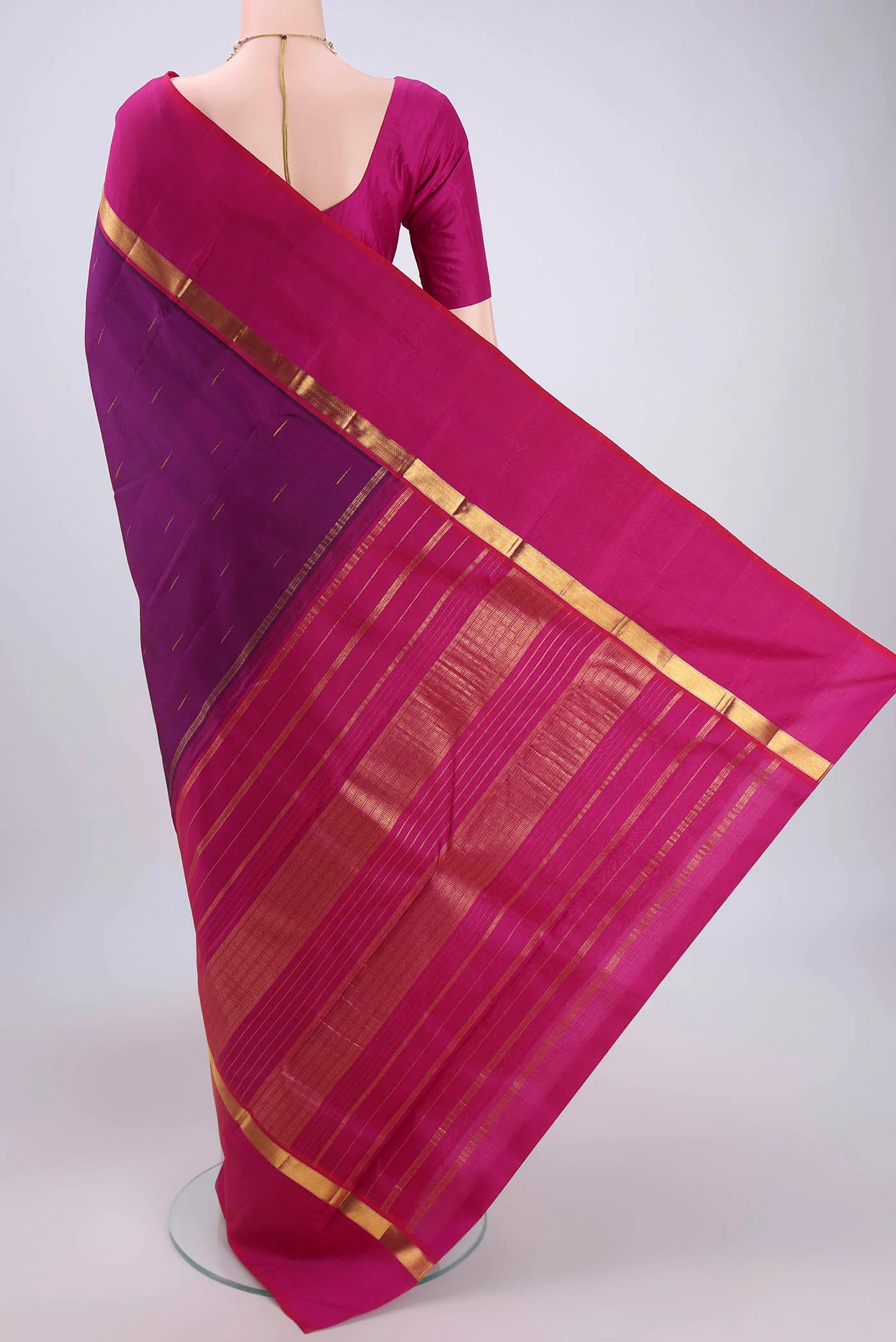 Purple Kanchipuram Silk Saree - Image 3