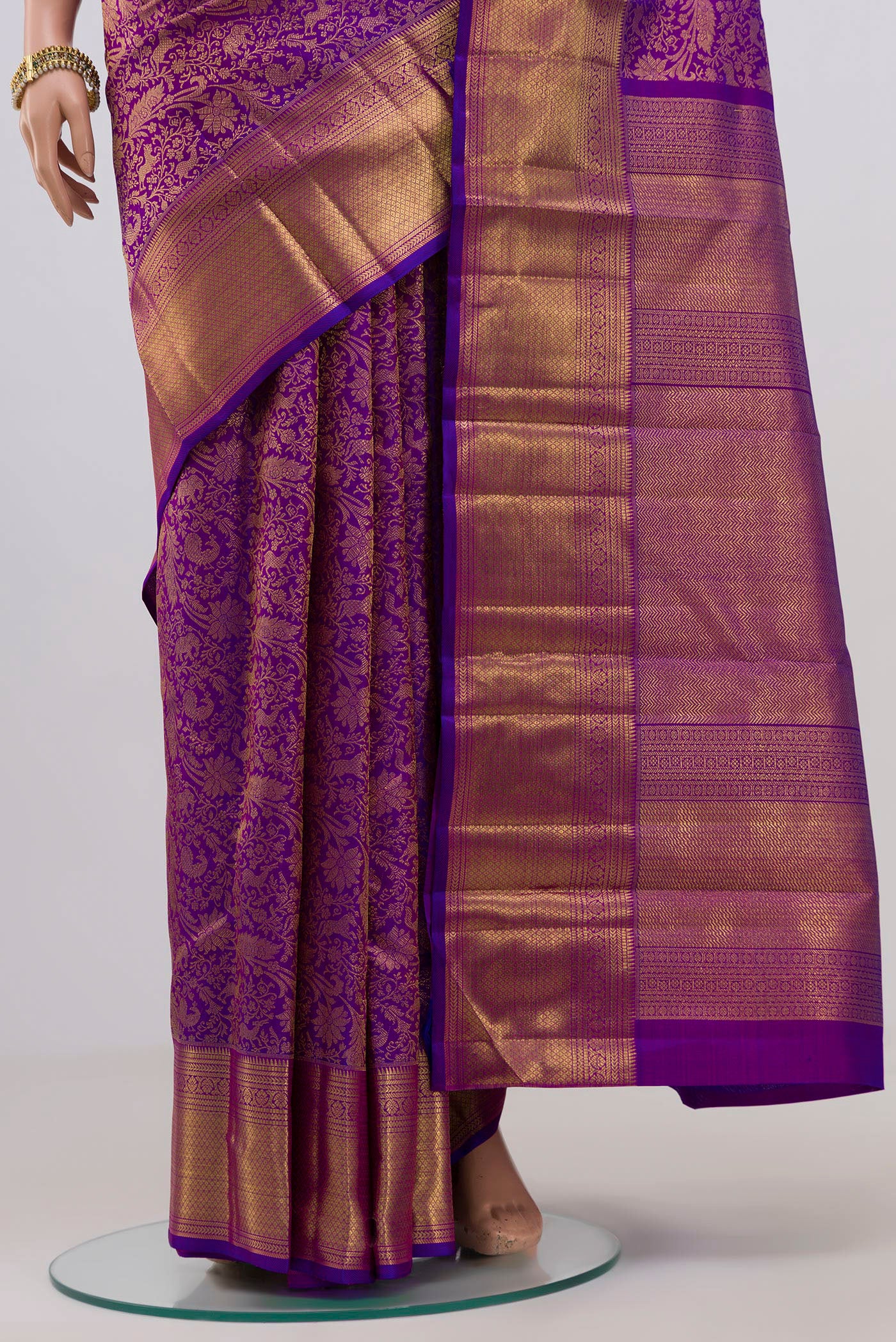 Purple Kanchipuram Silk Saree - Image 3