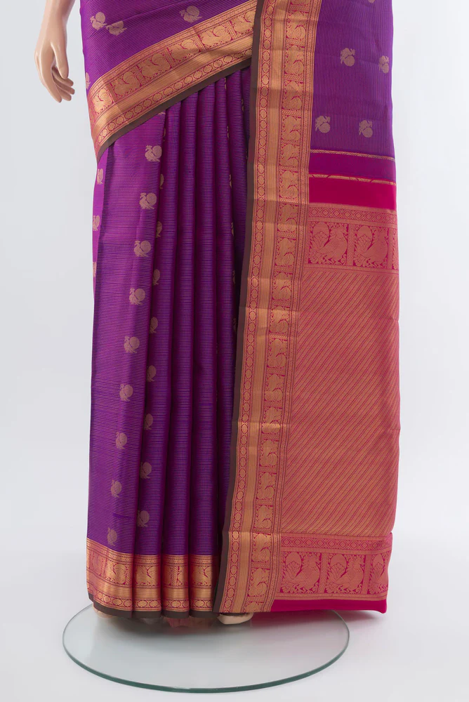 Purple Kanchipuram Silk Saree - Image 3