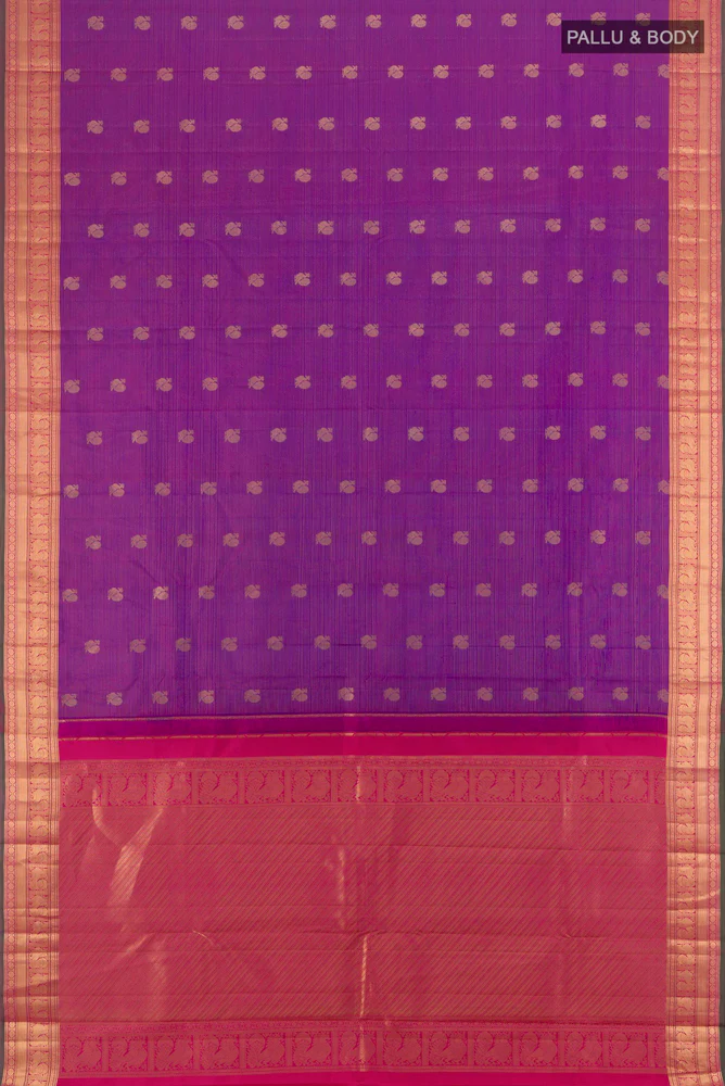 Purple Kanchipuram Silk Saree - Image 5