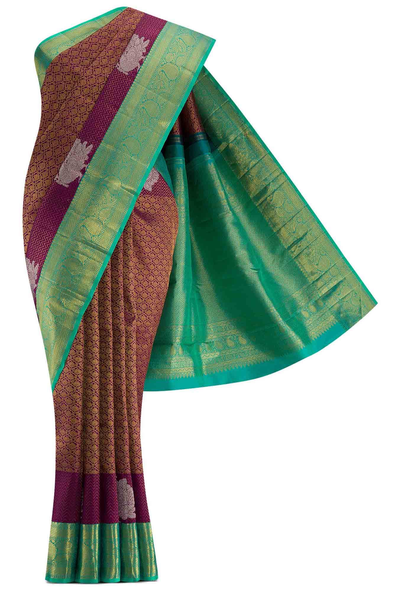 Pure Silk Pure Zari Purple Kanjivaram Saree