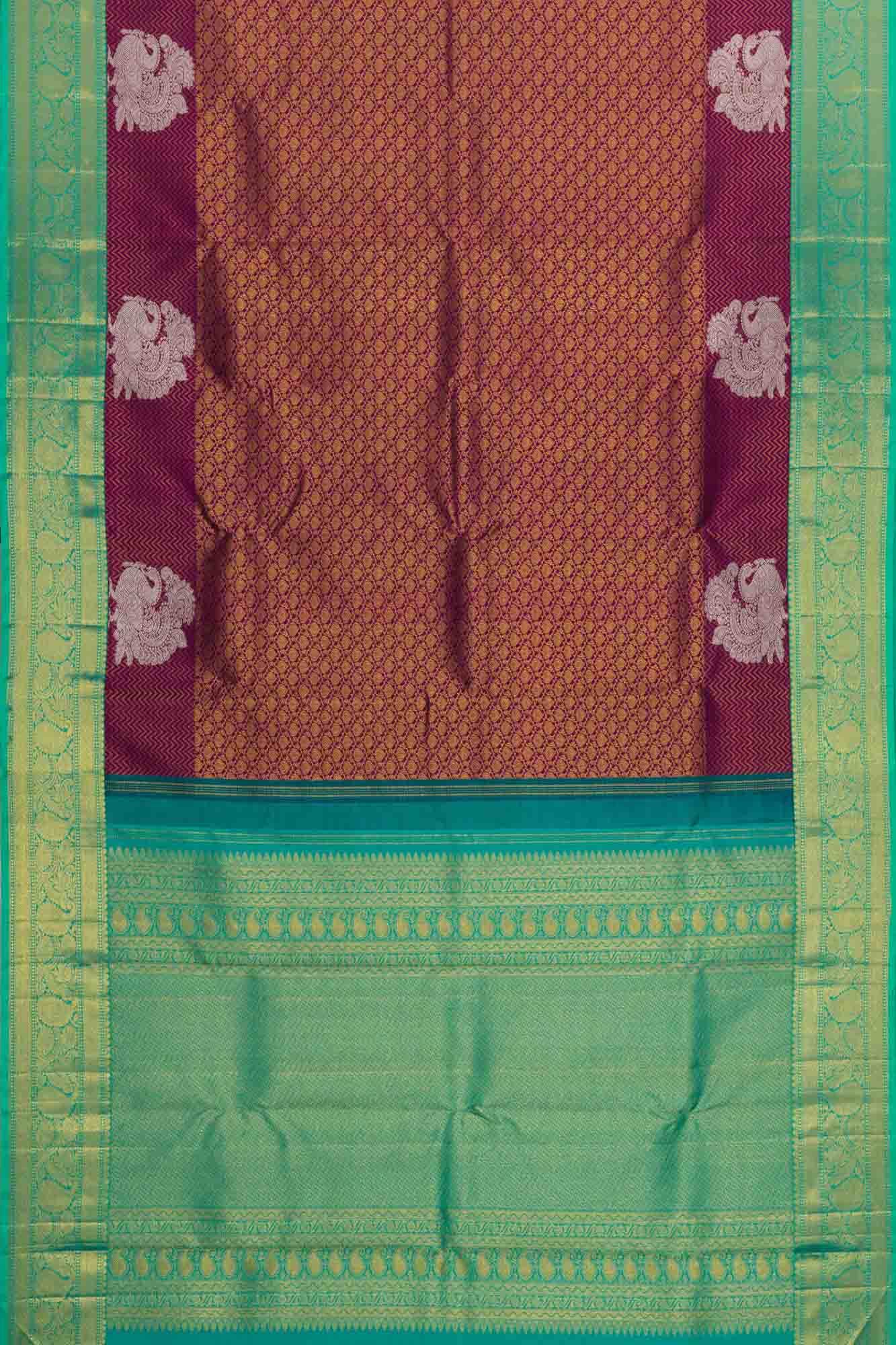 Pure Silk Pure Zari Purple Kanjivaram Saree - Image 4