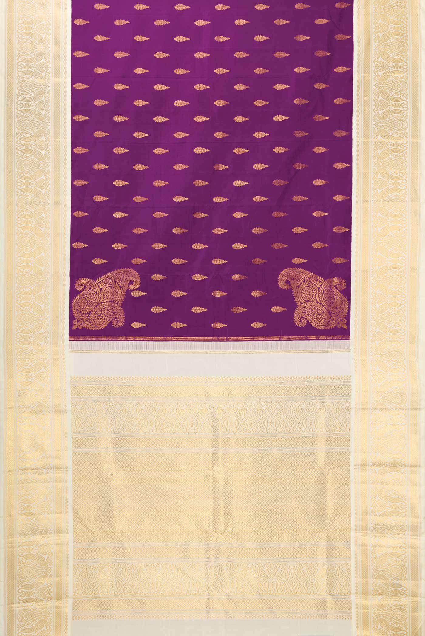 Pure Silk Pure Zari Purple Kanjivaram Saree - Image 4