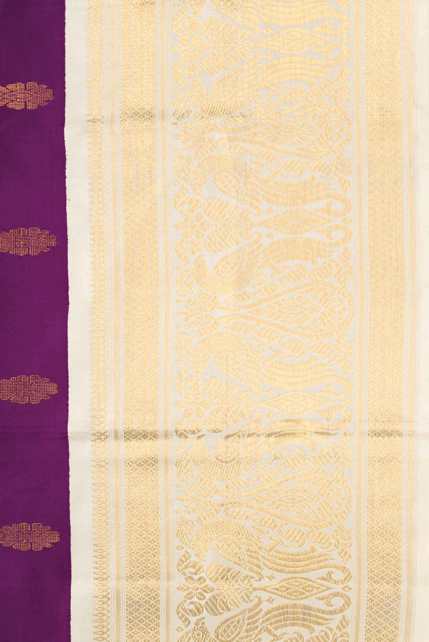 Pure Silk Pure Zari Purple Kanjivaram Saree - Image 5