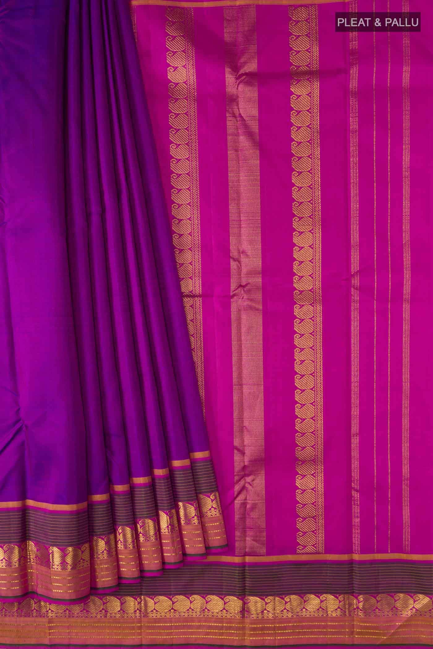 Purple Kanchipuram Silk Saree - Image 2