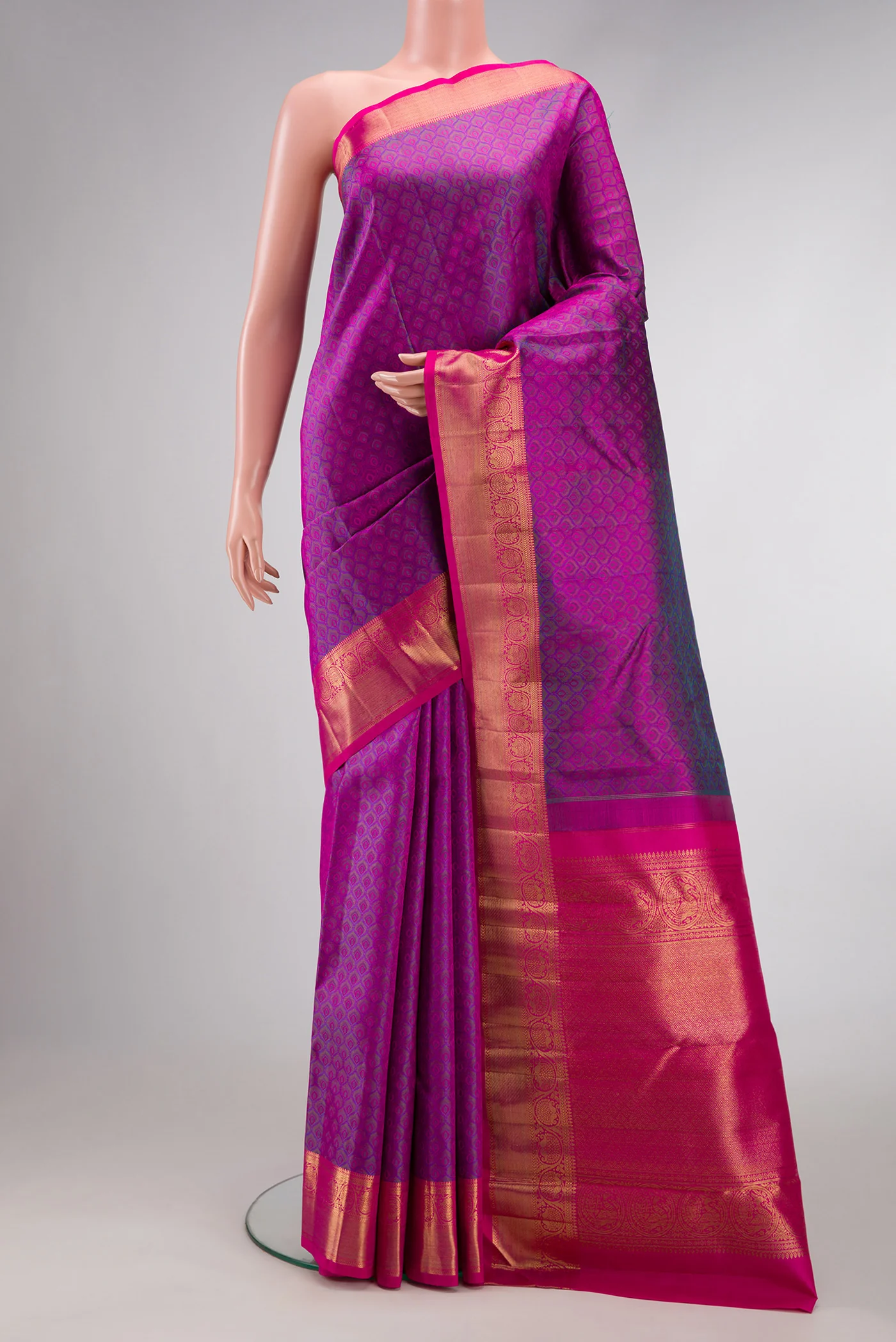 Pure Silk Pure Zari Purple Kanchipuram Saree