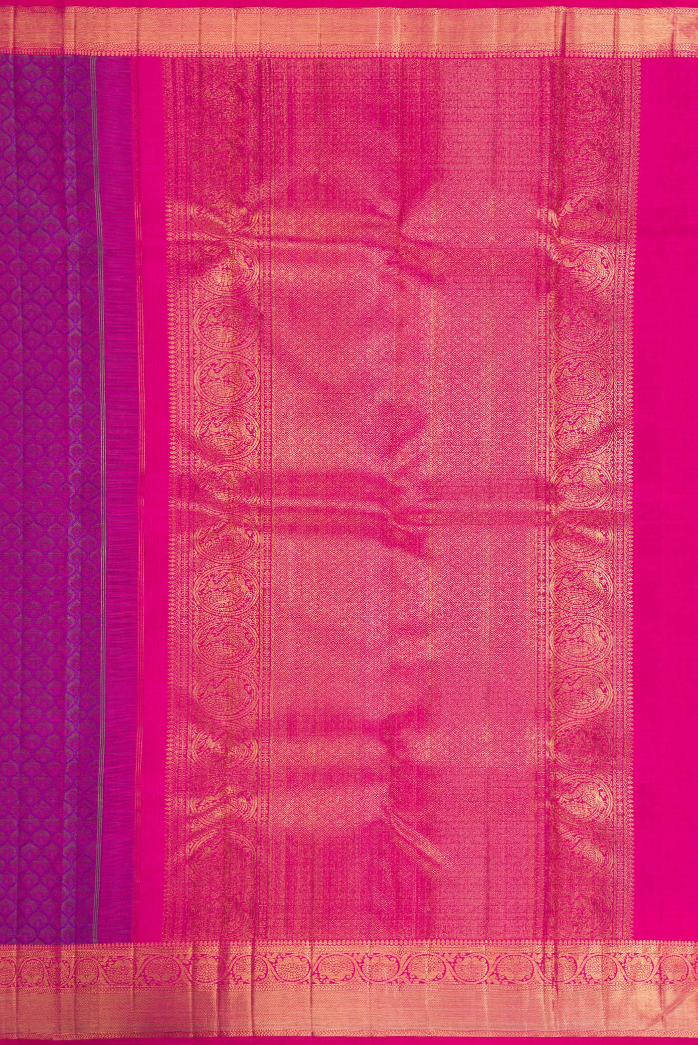 Pure Silk Pure Zari Purple Kanchipuram Saree - Image 7