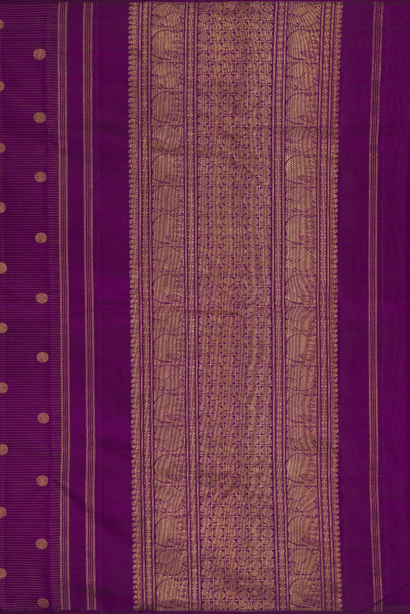 Pure Silk Pure Zari Purple Kanchipuram Saree - Image 6