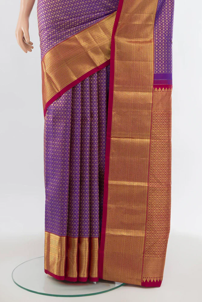 Purple Kanjivaram Silk Saree - Image 3