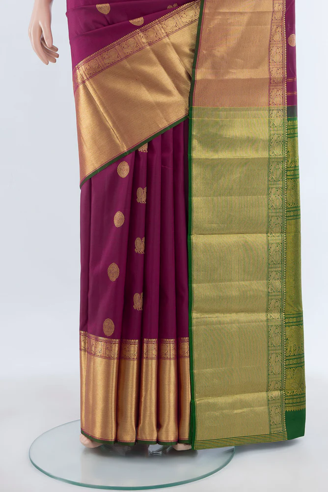 Magenta Kanjivaram Silk Saree - Image 3