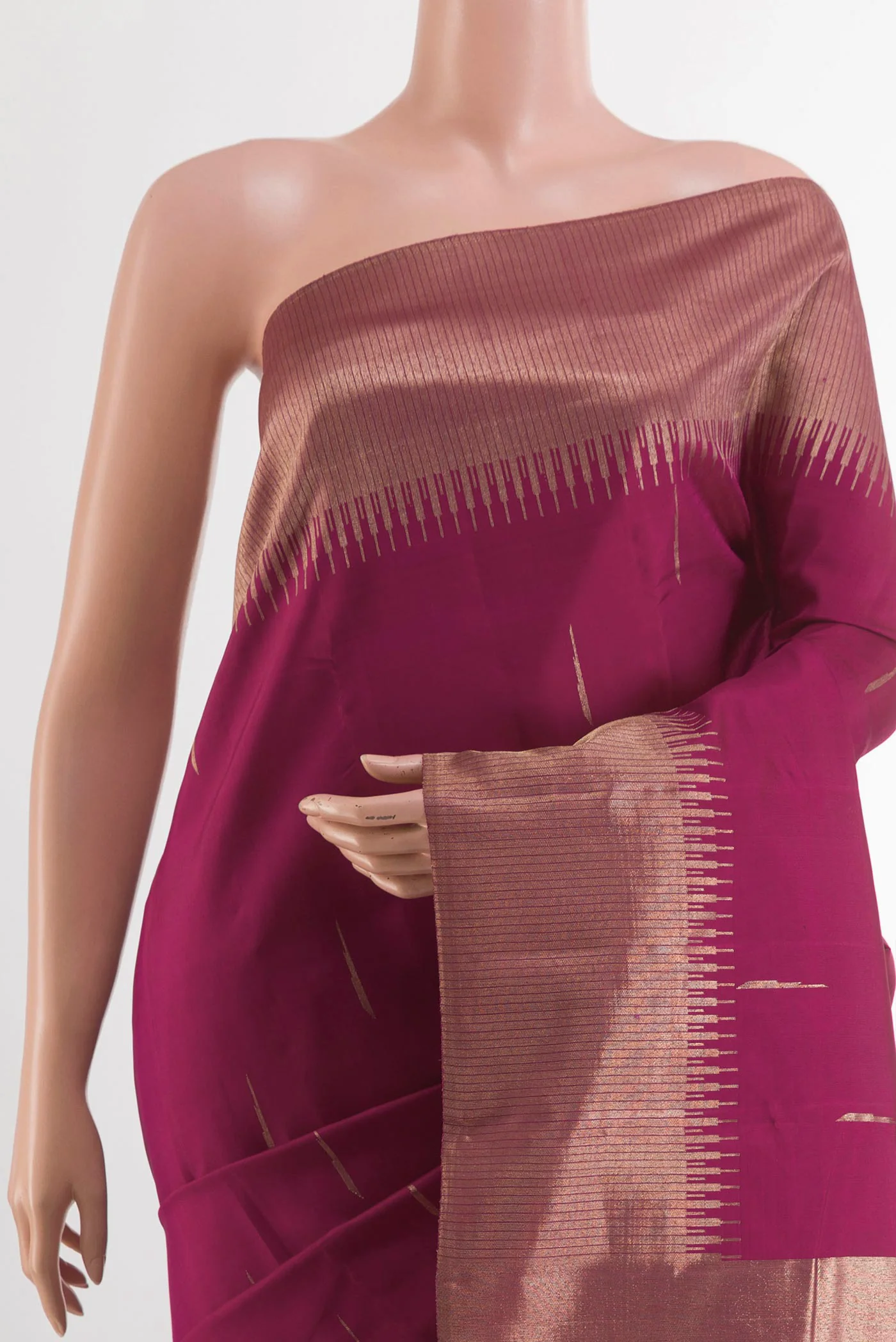 Magenta Kanjivaram Silk Saree - Image 2