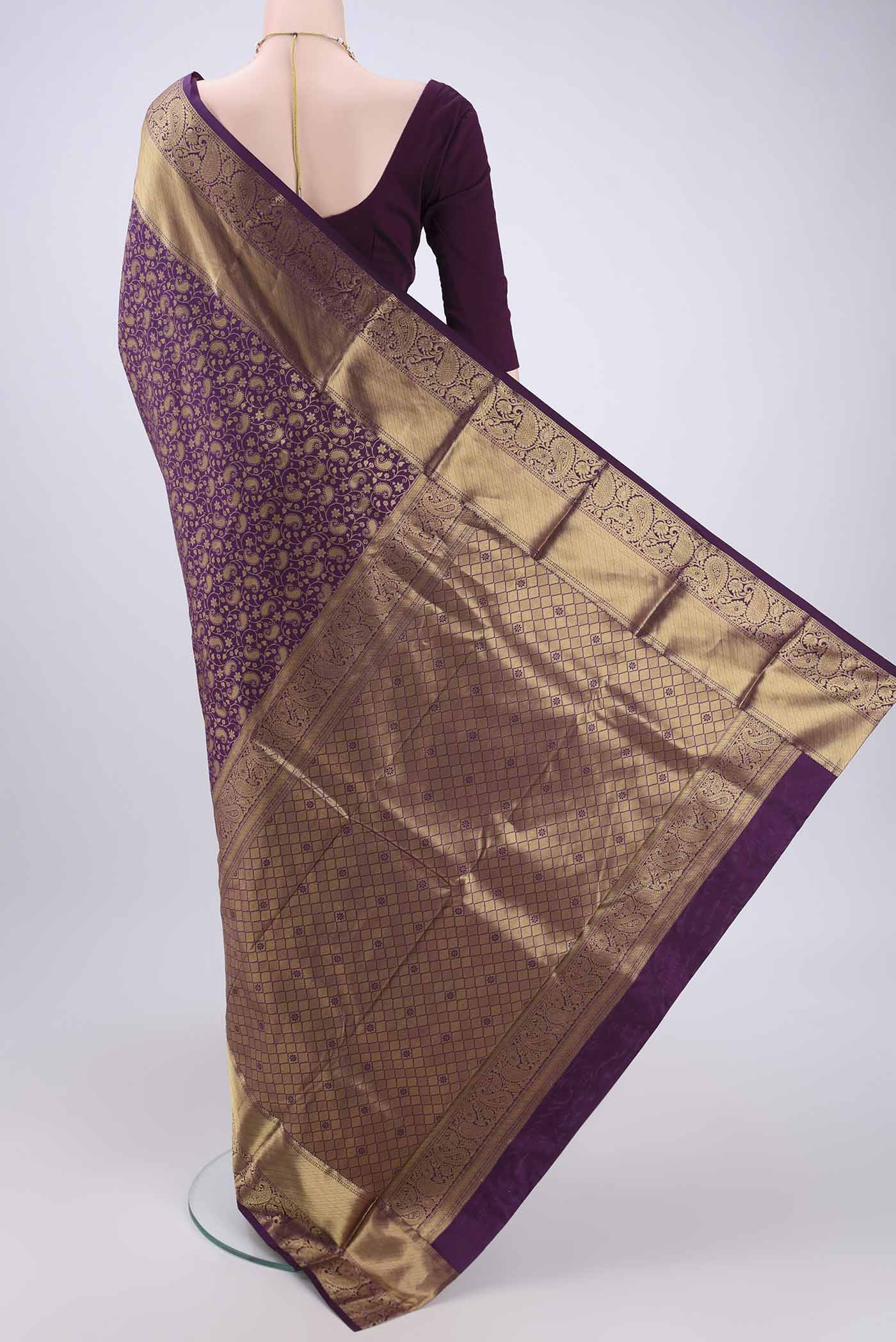 Violet Bangalore Silk Saree - Image 3