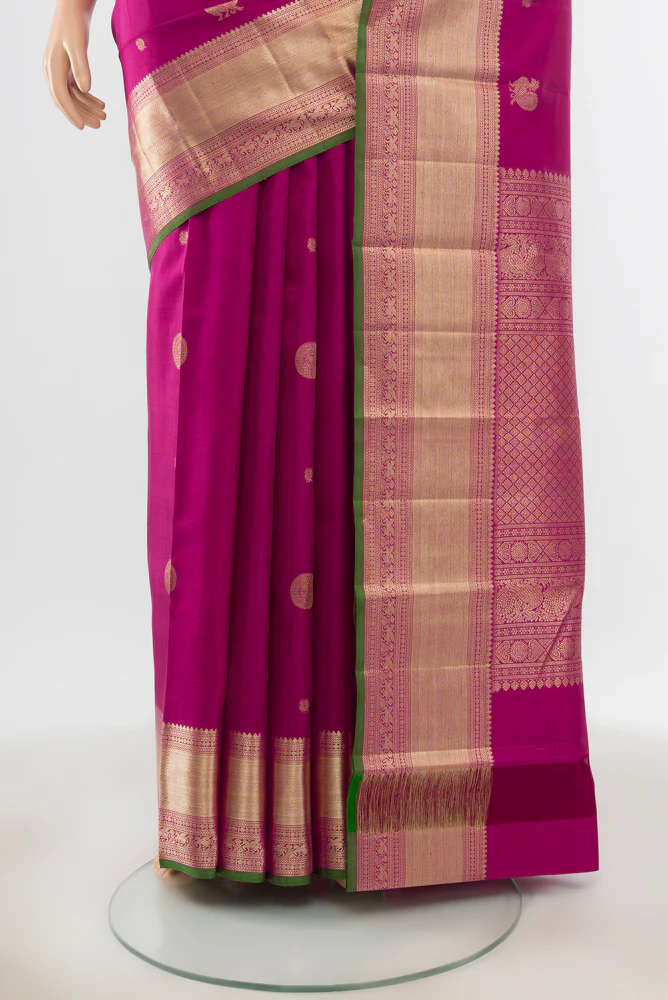 Magenta Kanjivaram Silk Saree - Image 3