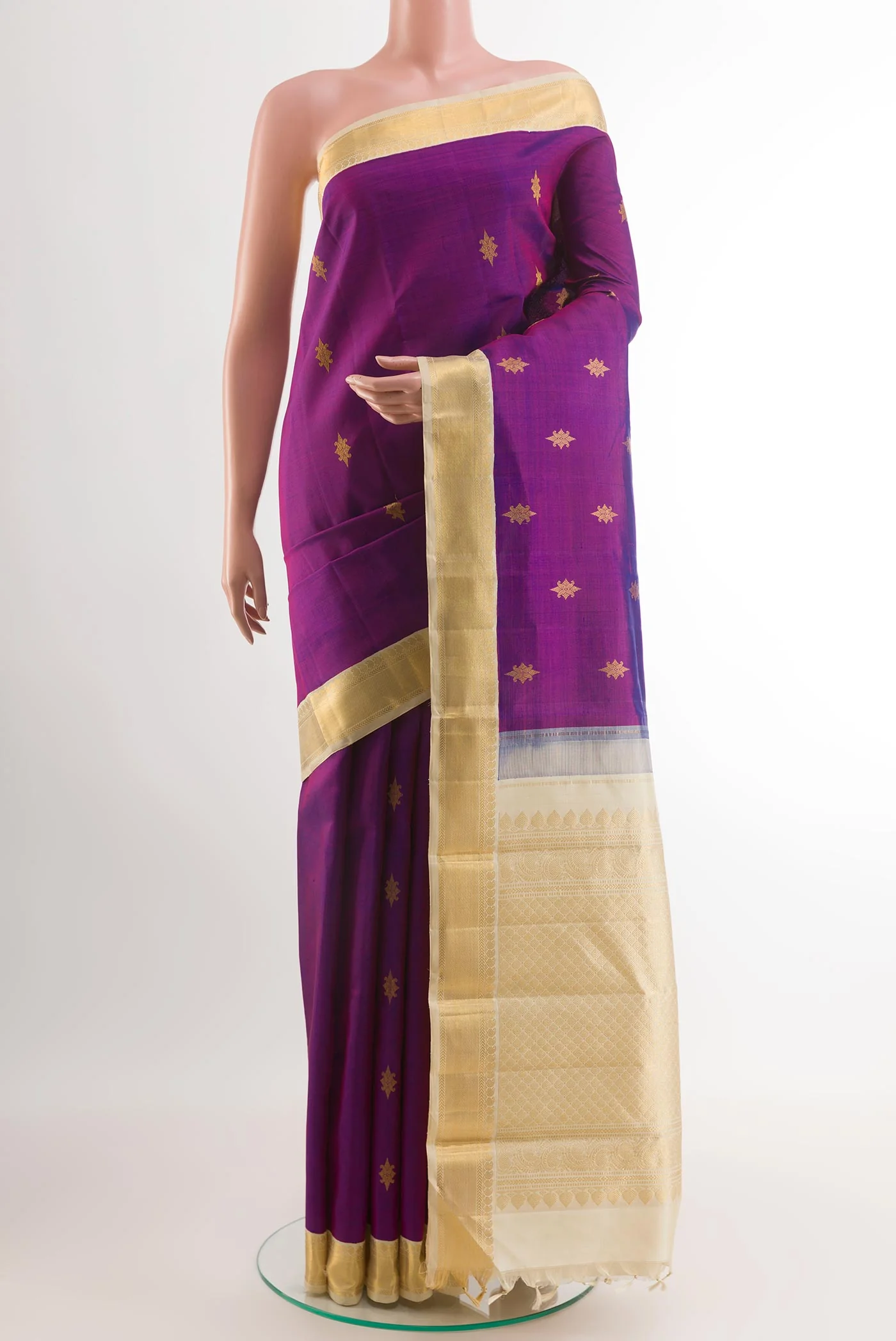 Pure Silk Pure Zari Purple Kanjivaram Saree