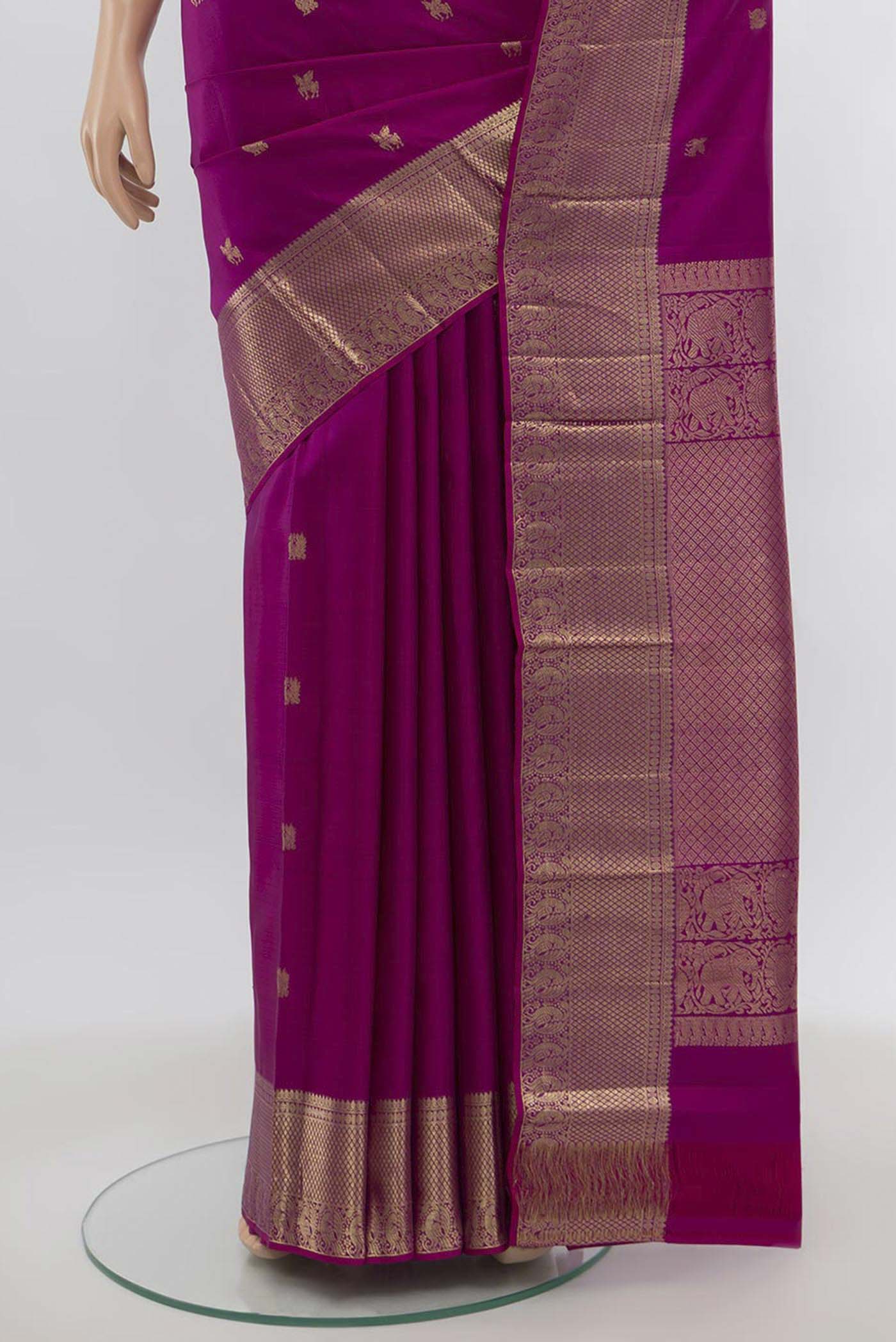 Magenta Kanjivaram Silk Saree - Image 3