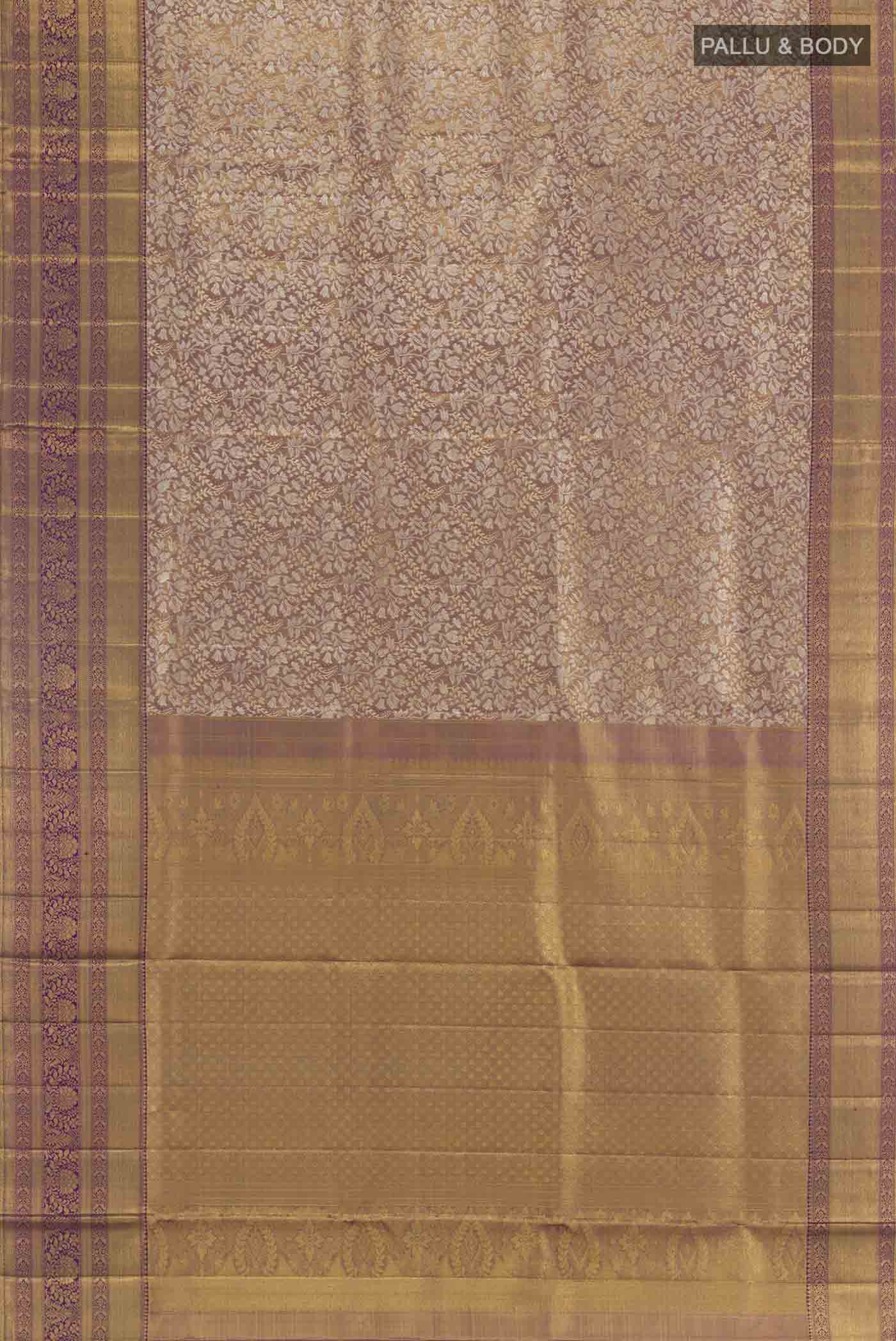Purple with Gold Color Kanjivaram Tissue Silk Saree - Image 5