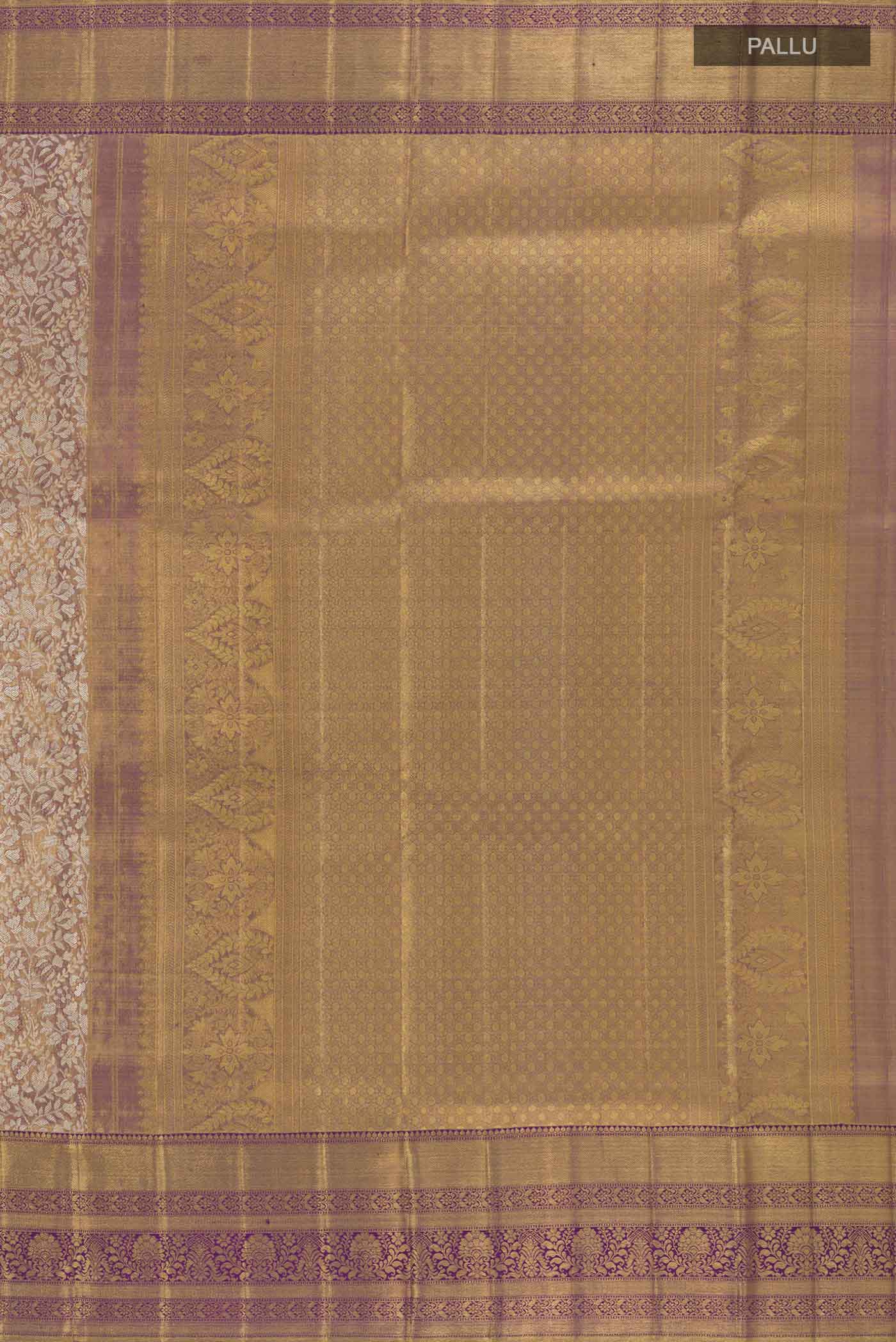 Purple with Gold Color Kanjivaram Tissue Silk Saree - Image 6